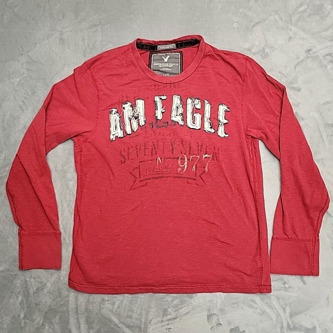 American Eagle Outfitters American Eagle Outfitters Shirt Mens L Red Long Sleeve Crewneck Y2K Retro TEE Size US L / EU 52-54 / 3 - 2 Thumbnail