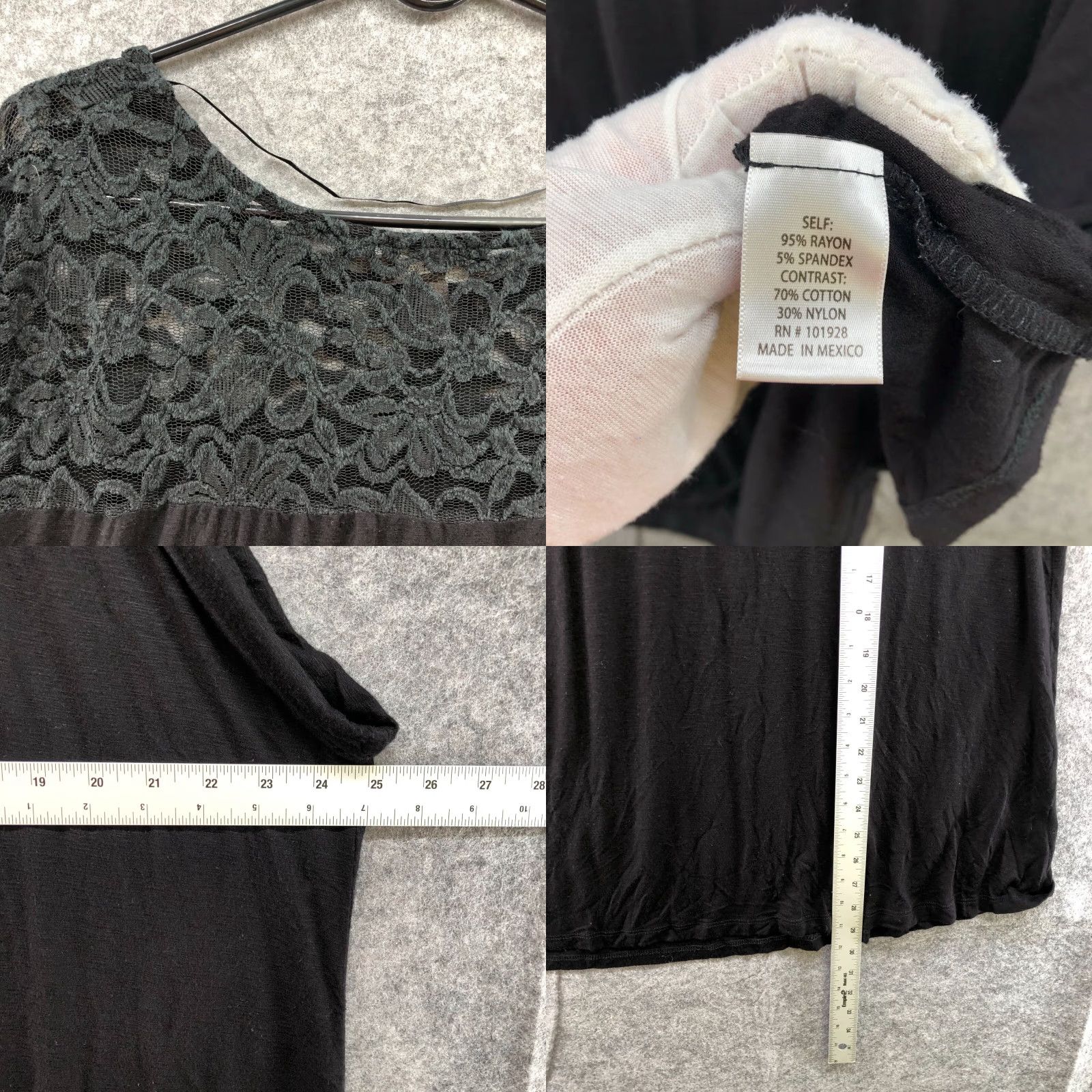 Vintage Fenn Wright Manson Top Adult 3X Black Lace Jersey Knit Short Sleeve Sleeveless Classic Womens Size XXL / US 16-18 / IT 52-54 - 8 Thumbnail