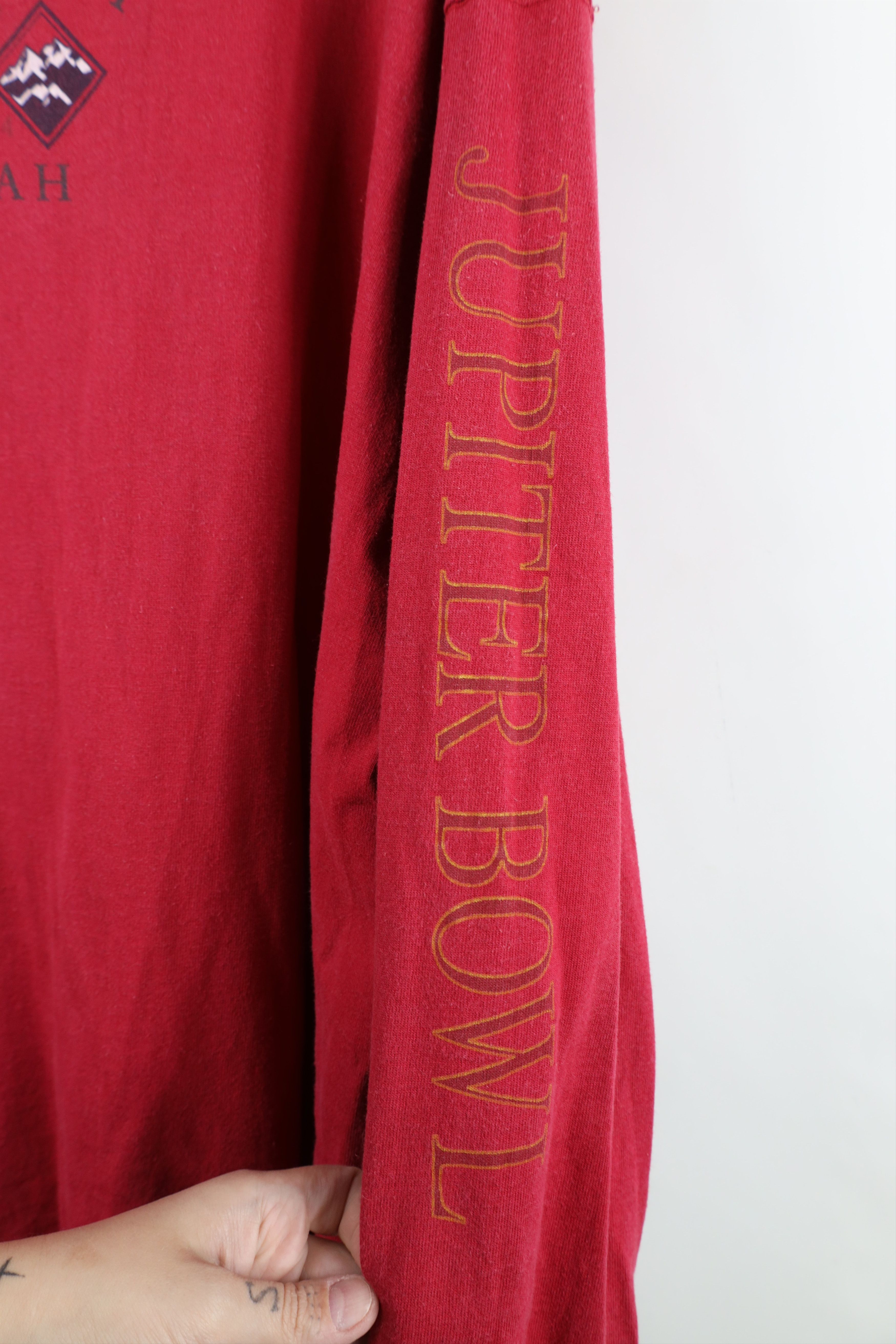 Vintage Vintage 90s Utah Jupiter Bowl Long Sleeve T-Shirt Red USA Size US XL / EU 56 / 4 - 5 Thumbnail