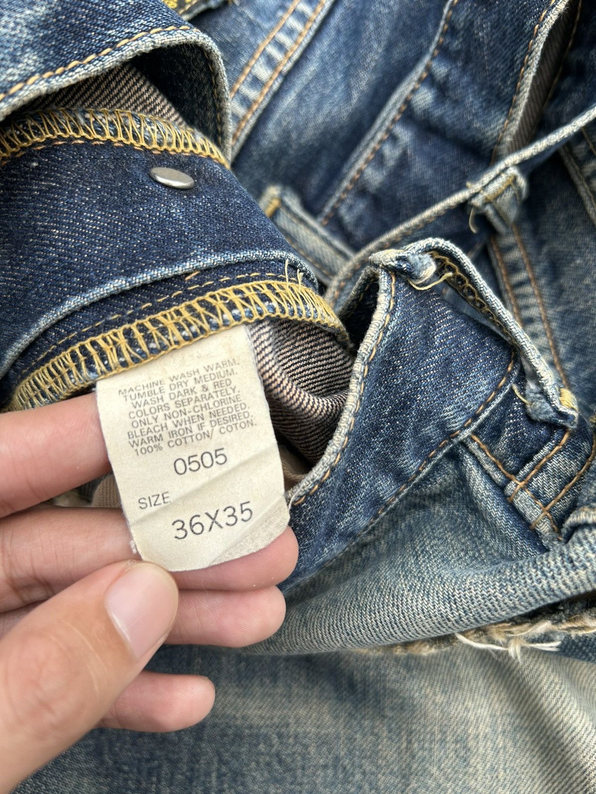 Kapital Thrashed Vintage Lee Riders Selvedge Rusty Denim Jeans Size US 35 - 10 Thumbnail