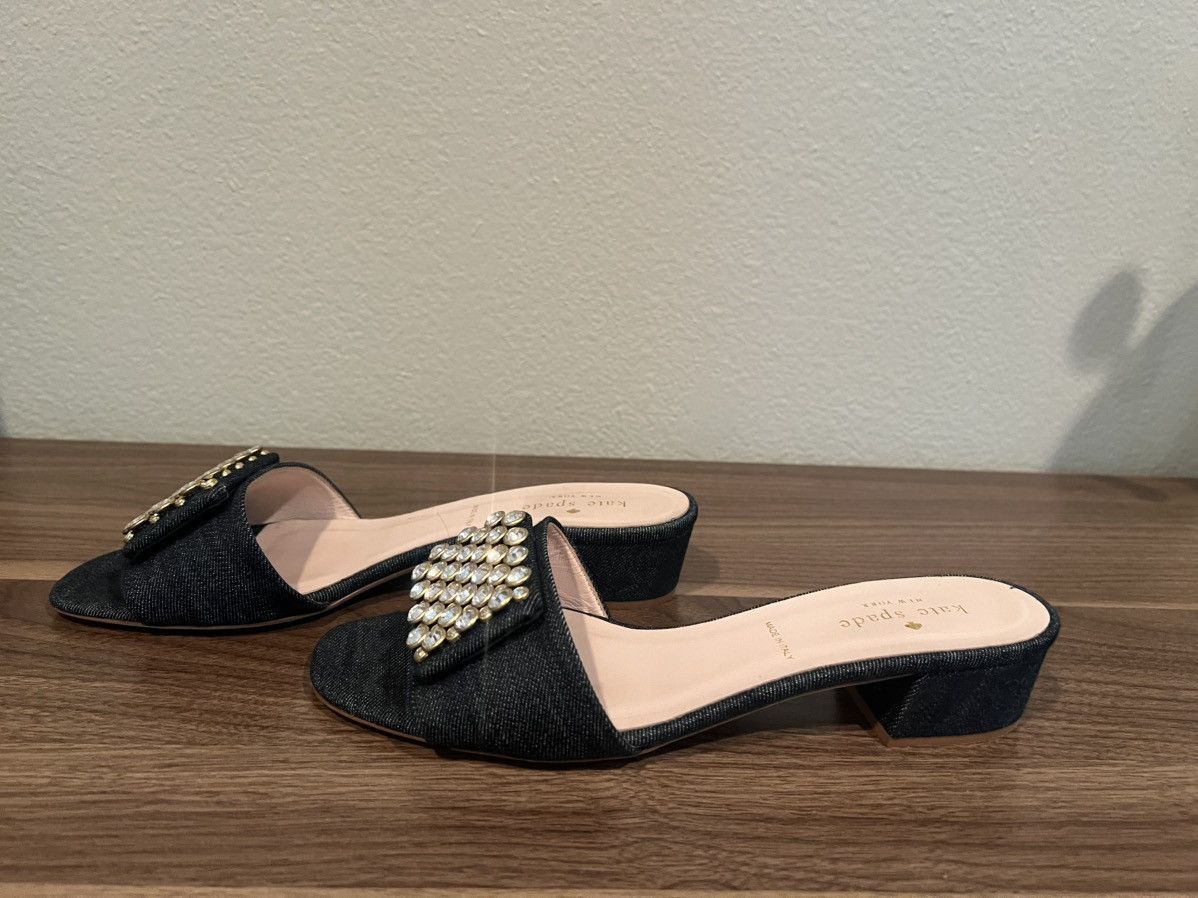 Kate Spade Denim embellished slides Size US 8 / IT 38 - 2 Thumbnail