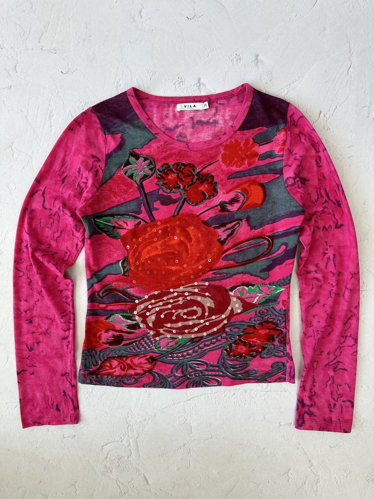 Beauty Beast × If Six Was Nine × Vintage Vintage Crazy Printed Long Sleeve Size M / US 6-8 / IT 42-44 - 1 Thumbnail