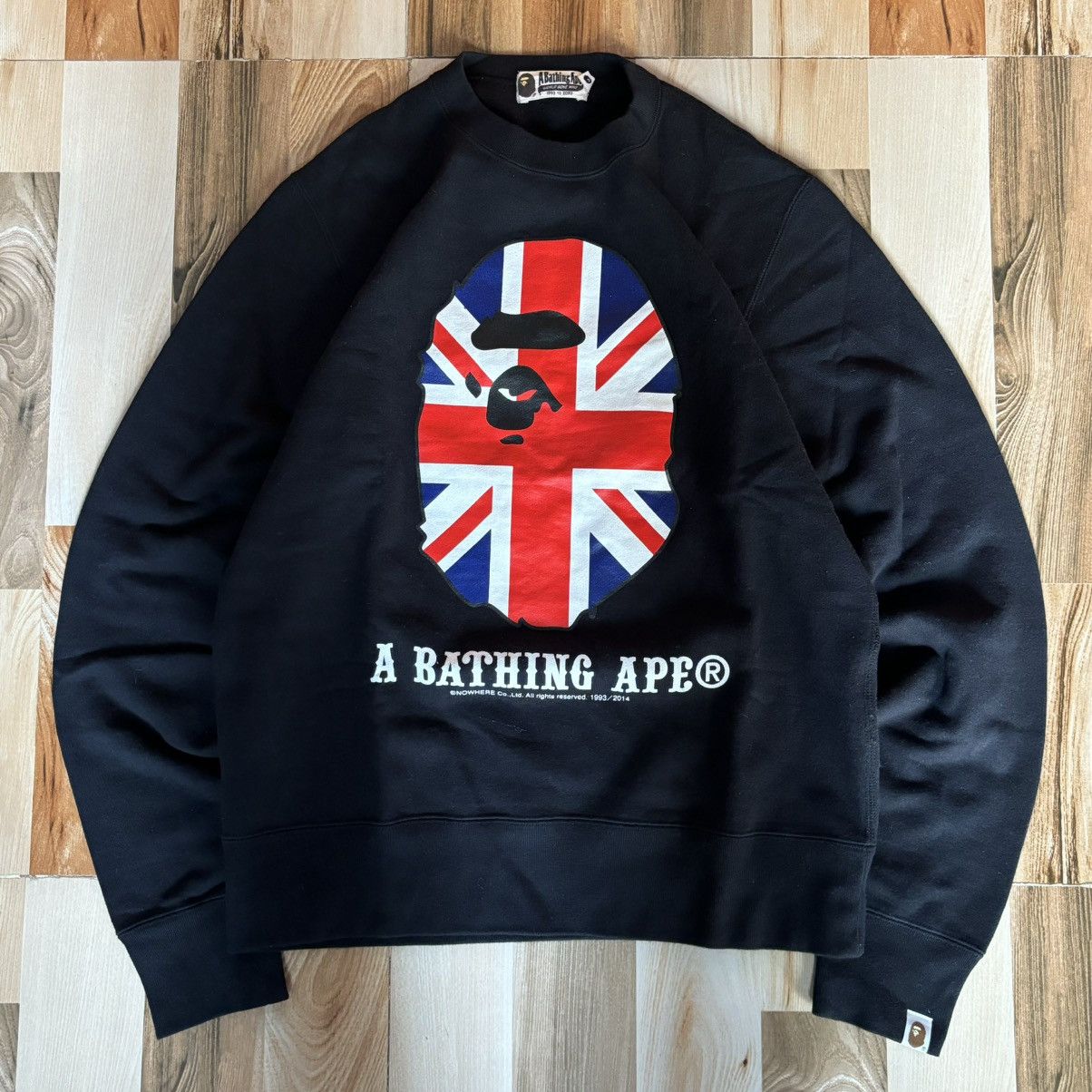 image of Bape Union Jack Ape Head Crewneck in Black, Men's (Size Medium)