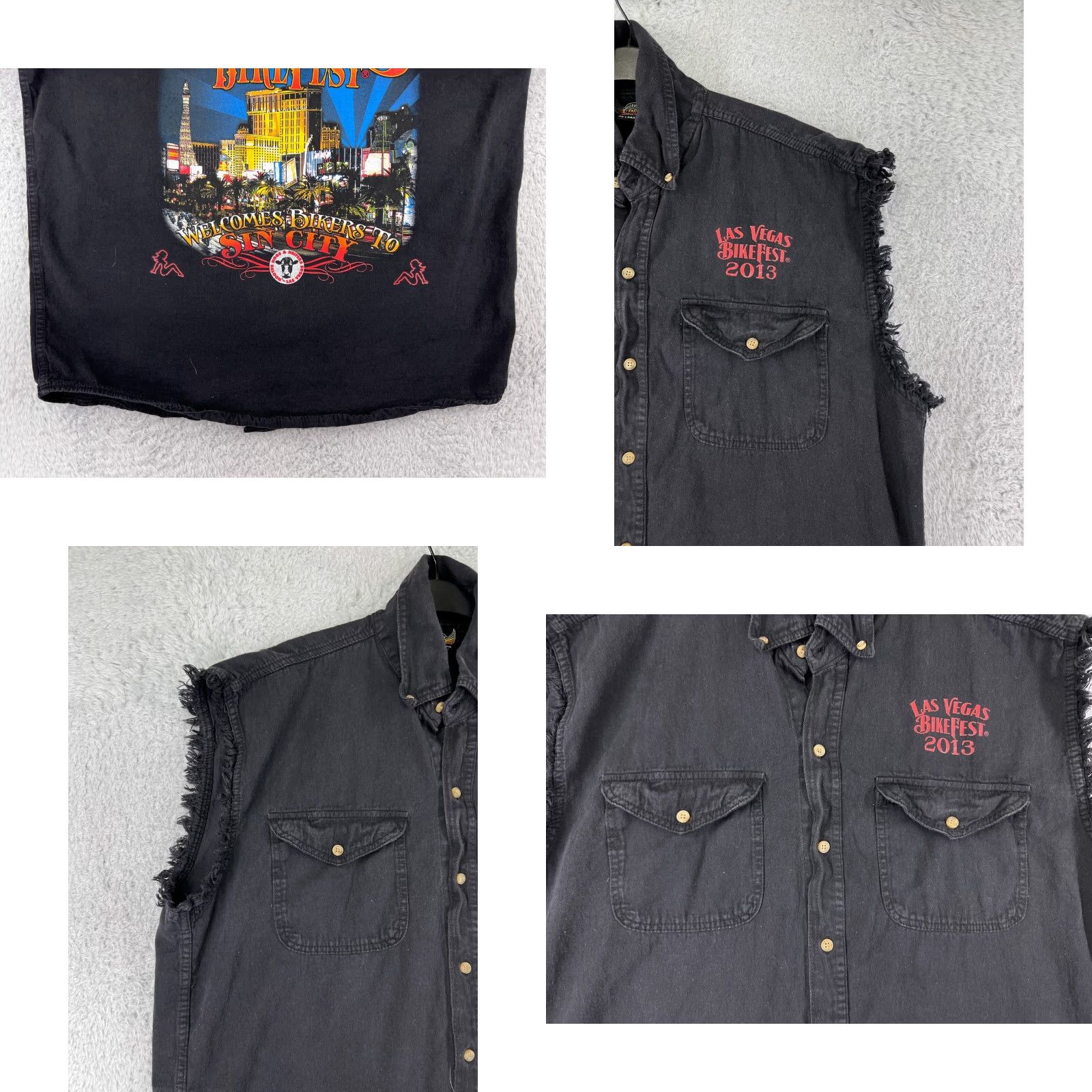 Vintage Bikerwear Vest Men 2XL Black Sleeveless Button Up Las Vegas Bikefest 2013 Cotton Vest Size US XXL / EU 58 / 5 - 8 Thumbnail