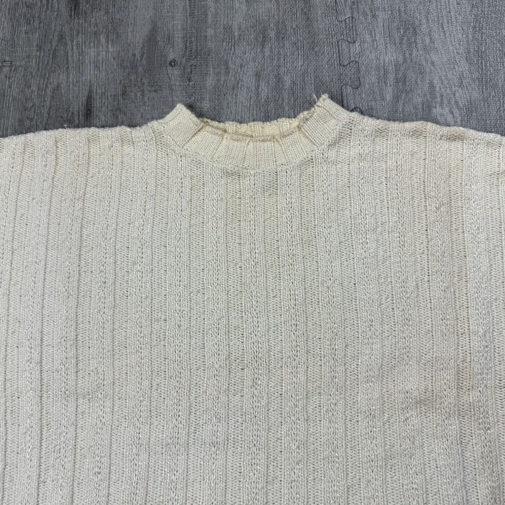 Vintage Vintage Garland USA Women's 90s Y2K Oversized Crop Sweater Pullover Knit Ivory M Size M / US 6-8 / IT 42-44 - 2 Thumbnail