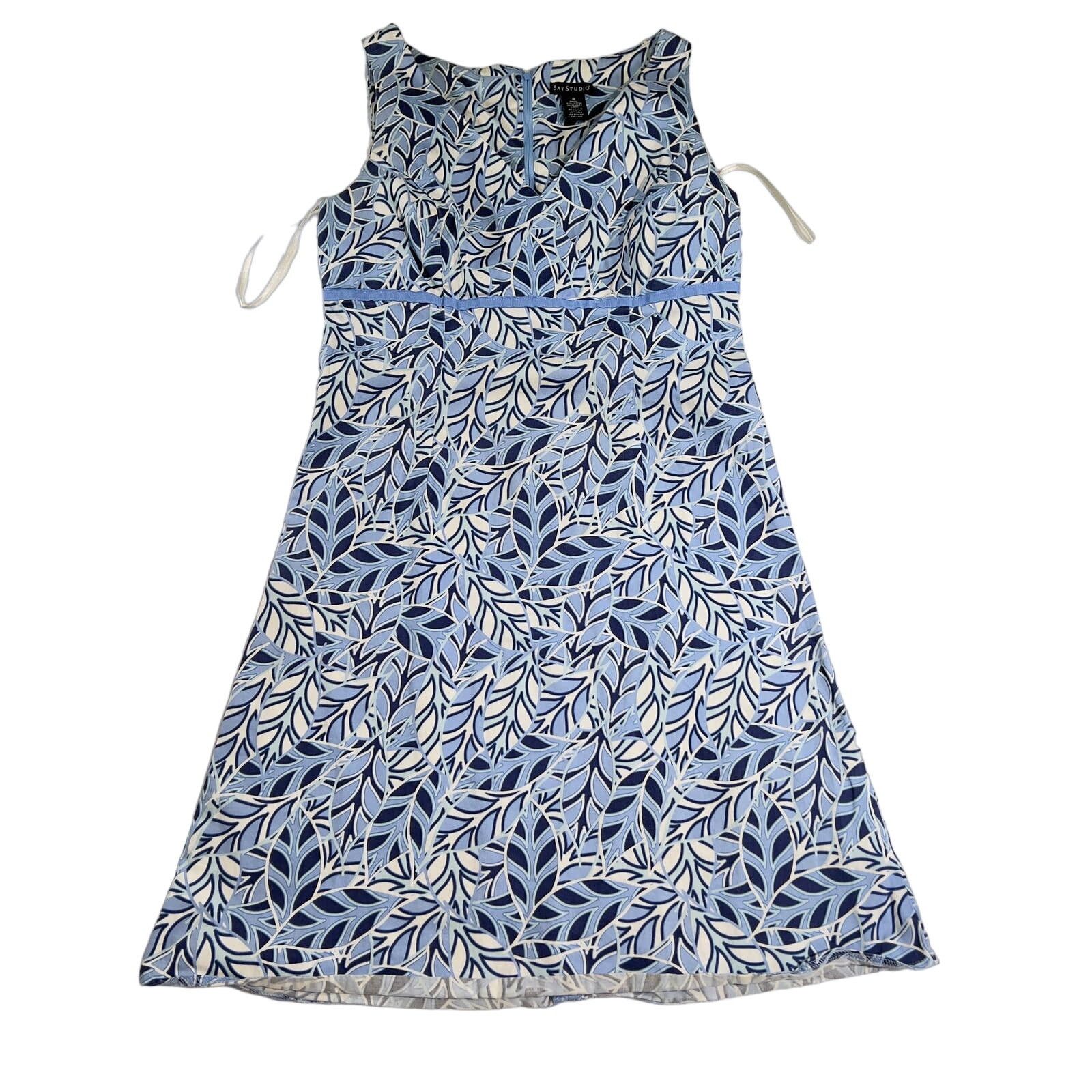 Other Bay Studio Mini Dress Sz 8 Blue White Floral Back Zip Pleat Size M / US 6-8 / IT 42-44 - 1 Thumbnail