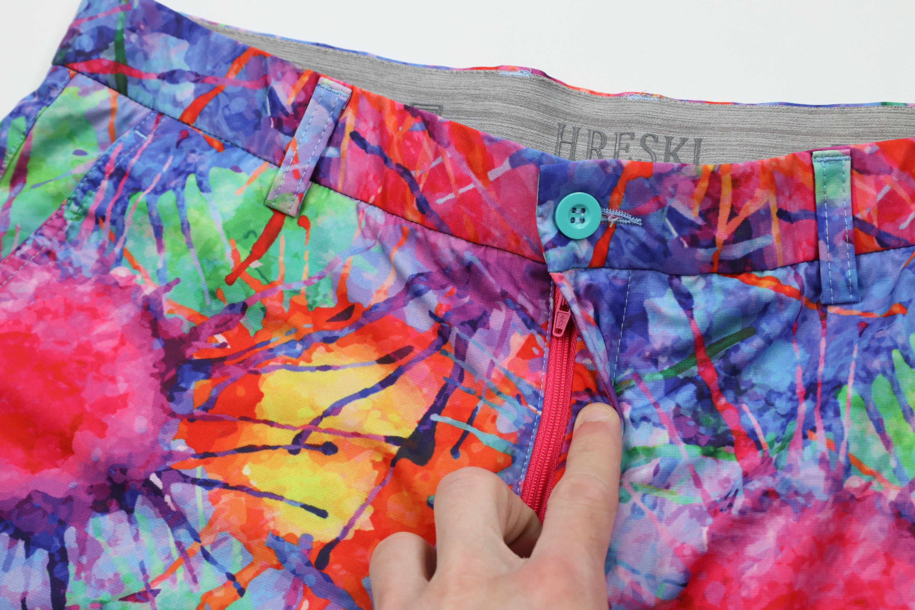 Vintage Hreski Golf Rainbow Paint Splatter Golfing Chino Shorts Size US 34 / EU 50 - 5 Thumbnail