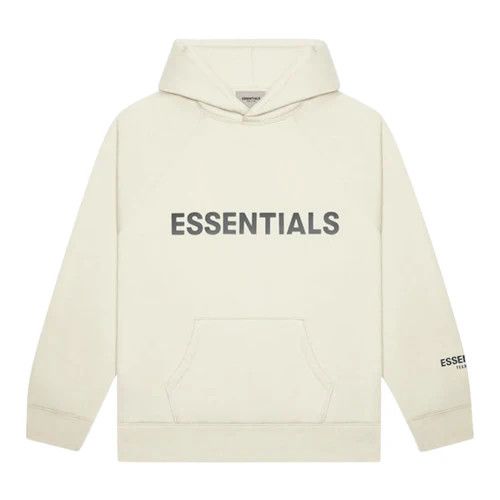image of Fear Of God Essentials Front Logo Hoodie Buttercream in White, Men's (Size Large)