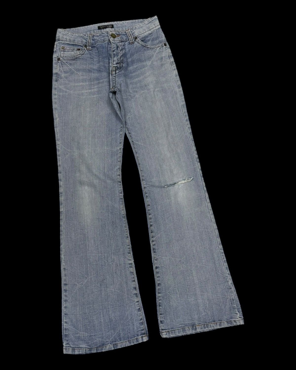 If Six Was Nine 💥90s Flare Jeans Bootcut Wavelist Distressed Denim Hype Size US 28 / EU 44 - 9 Thumbnail
