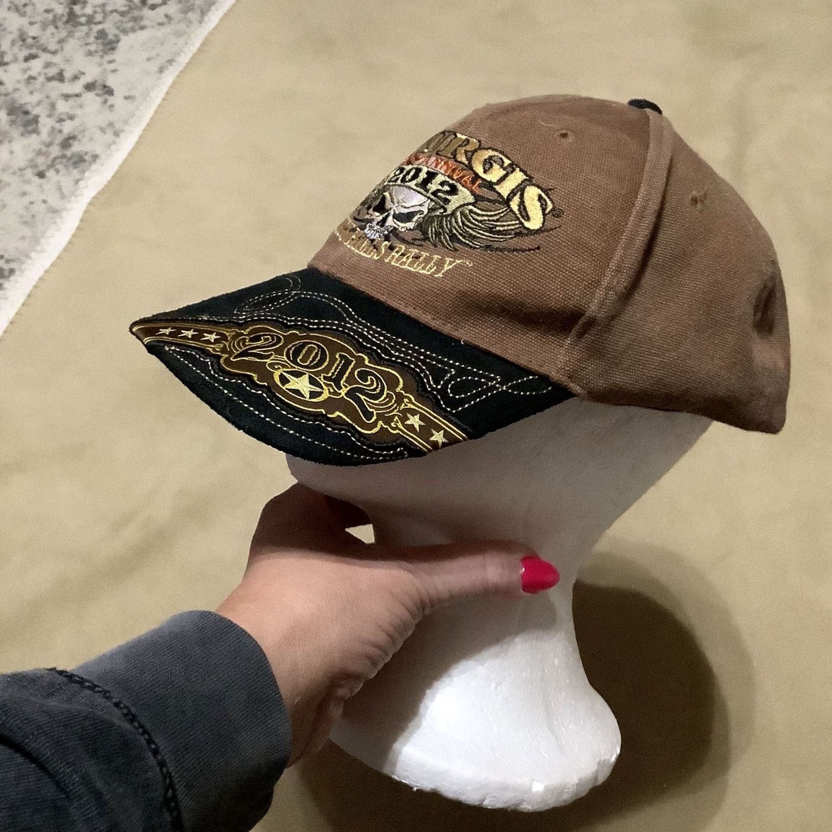 Vintage VINTAGE Sturgis Hat Black Hills Rally Classic Cap 72nd Annual Skull Wings Baseball Cap Adjustable Men One Size Cotton Canvas Brown Size ONE SIZE - 2 Thumbnail