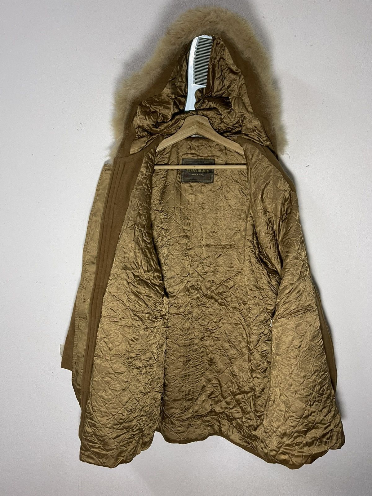 Vintage PENNY BLACK Wool Jacket fur-Trimmed Hood italy Size US XL / EU 56 / 4 - 7 Thumbnail