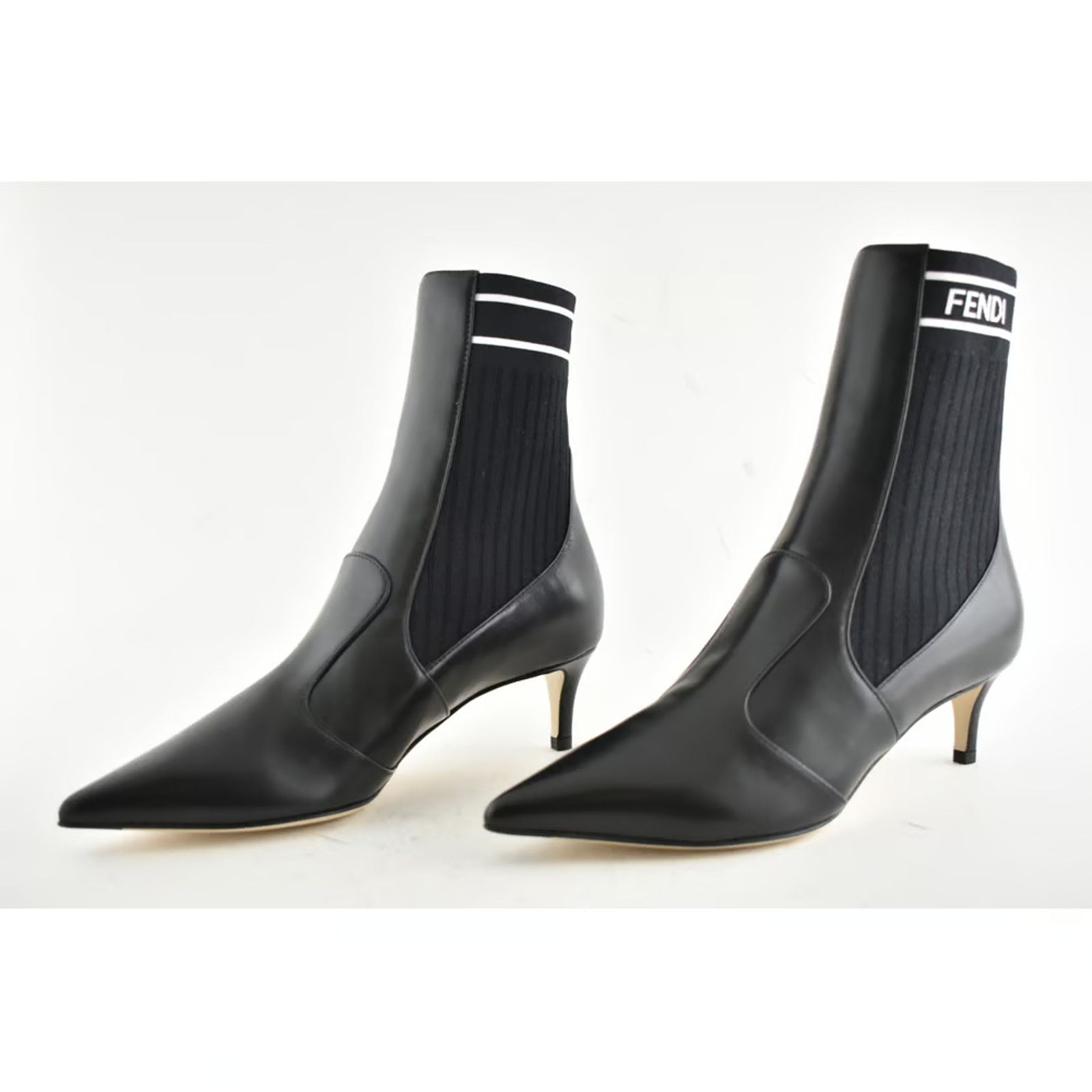 Fendi Fendi Rockoko Black Scuba Stretch FF Logo Knit Sock Ankle Size US 5.5 / IT 35.5 - 8 Thumbnail