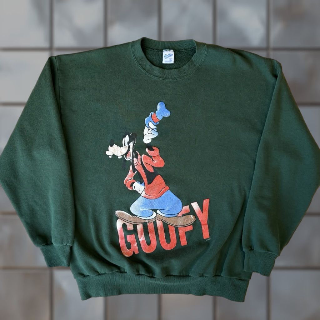 Disney VINTAGE Goofy Sweatshirt Men XL Green 90s Disney Cartoon Promo Fleece Pullover Sweatshirt Shirt Logo Mens Green 90s Cartoon Disney Crew Neck Size US XL / EU 56 / 4 - 1 Thumbnail