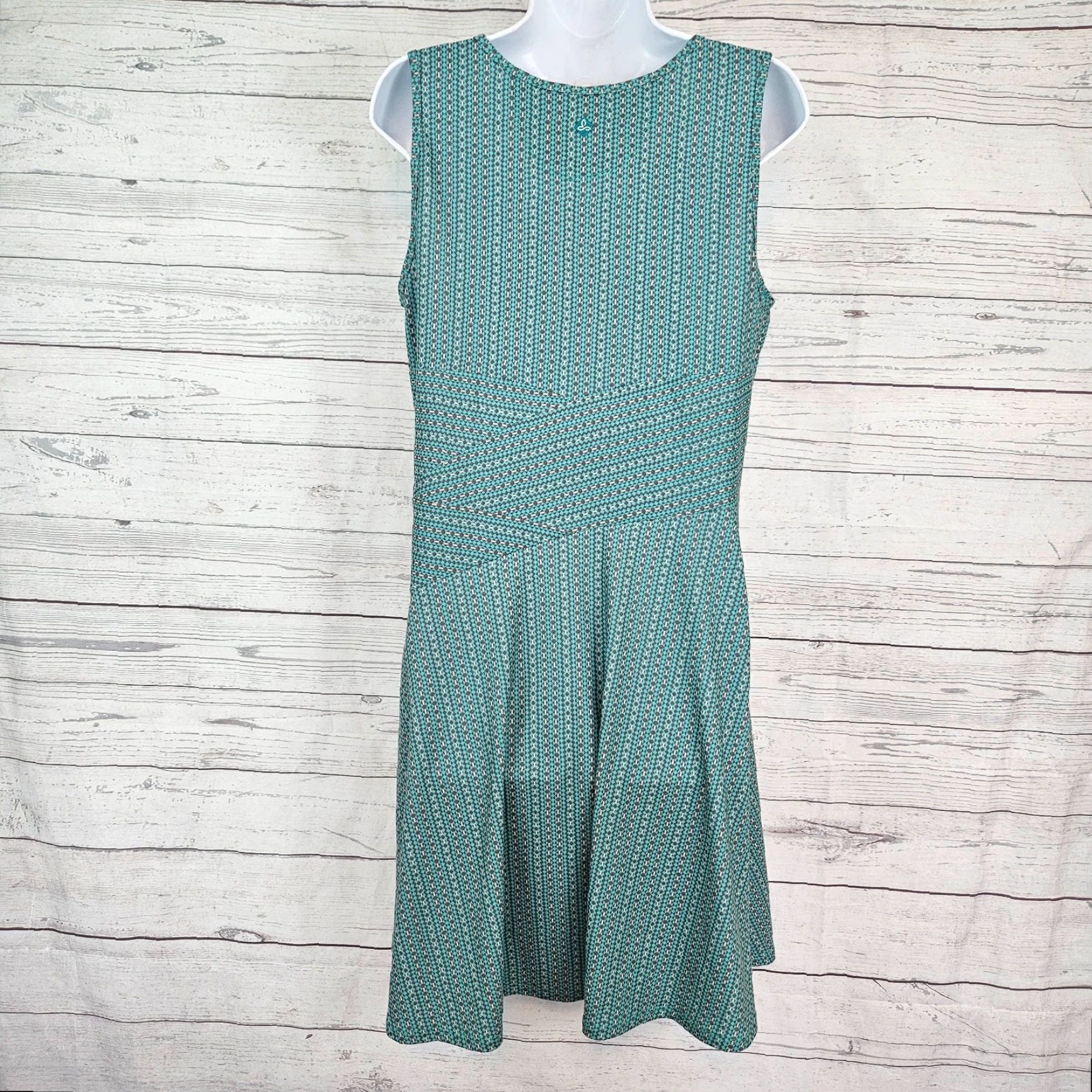 Prana prAna Amelie Dress Womens L Gray Green Sleeveless V-Neck A-Line Size L / US 10 / IT 46 - 4 Thumbnail