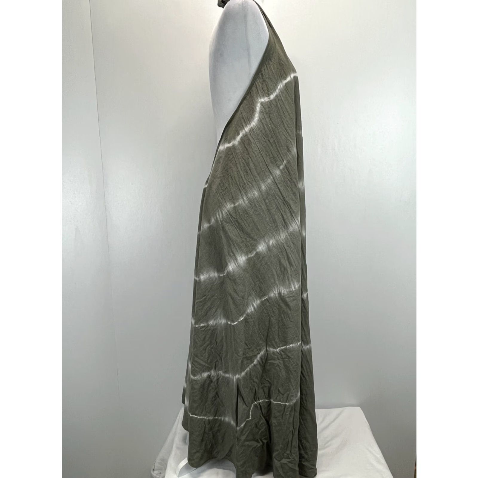 X-LARGE VINTAGE Vasna 100% Linen Striped Halter Maxi Dress XL Brown Oversized Casual Travel Womens Size XL / US 12-14 / IT 48-50 - 4 Thumbnail