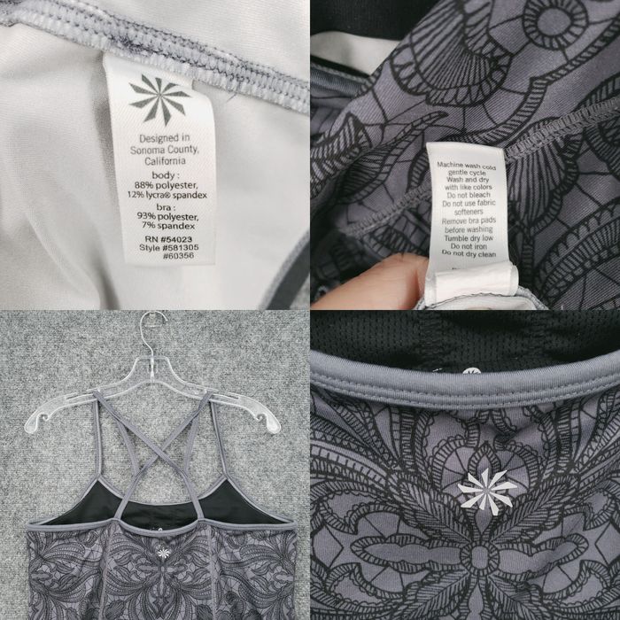 Athleta Athleta Tank Top Womens L Large Gray Harmonious Cami Built In Bra  Strappy Yoga