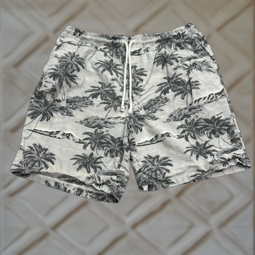 Quiksilver VINTAGE Quicksilver Hawaiian Skeleton Shorts Mens Large Gray Cotton Casual Beachwear Festival 90s Mens Size US 33 - 1 Thumbnail