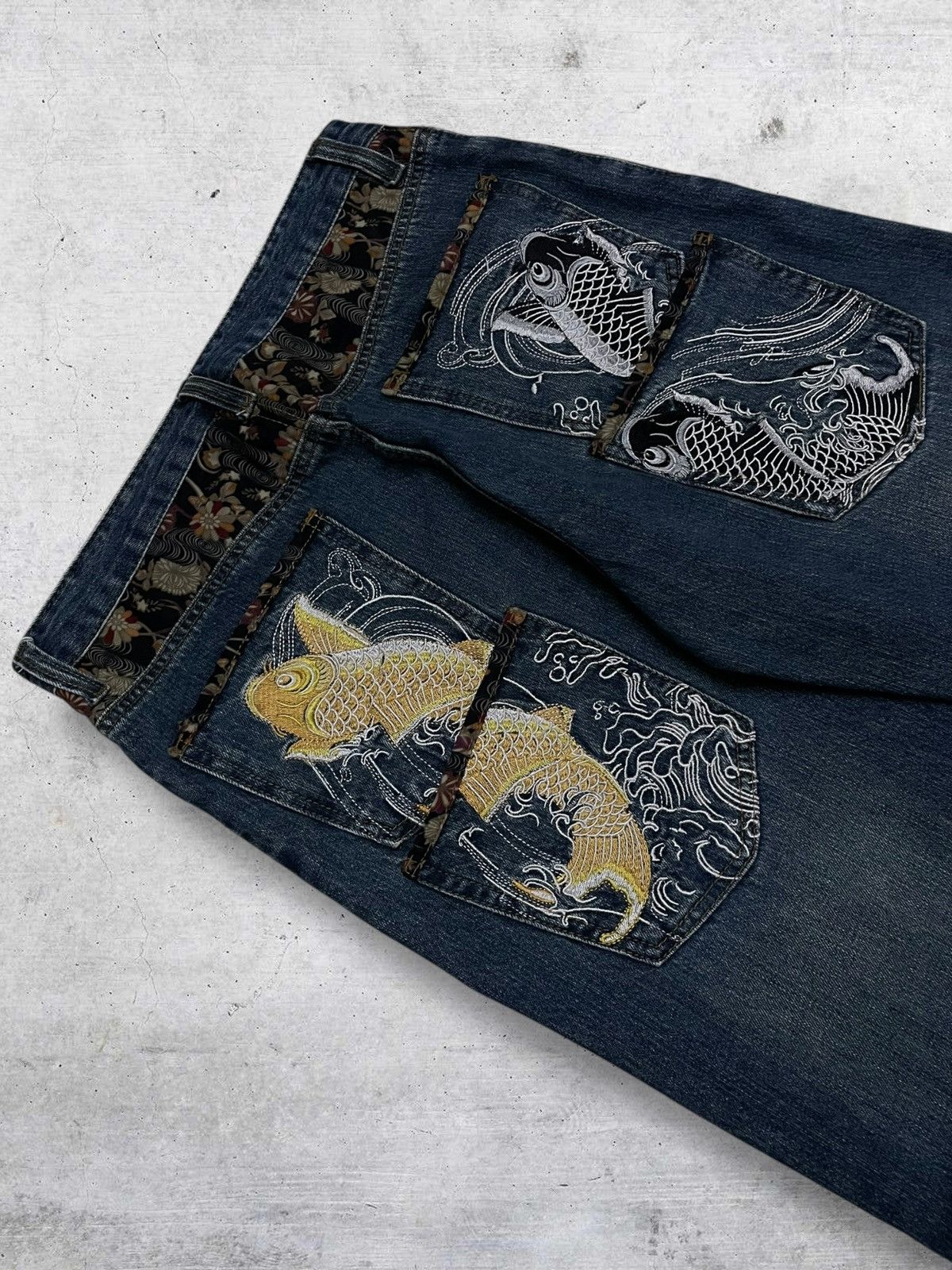Japanese Brand VINTAGE KOI EMBROIDERED JAPAN DESIGNER KARAKURI TAMASHI 90S Size US 32 / EU 48 - 5 Thumbnail