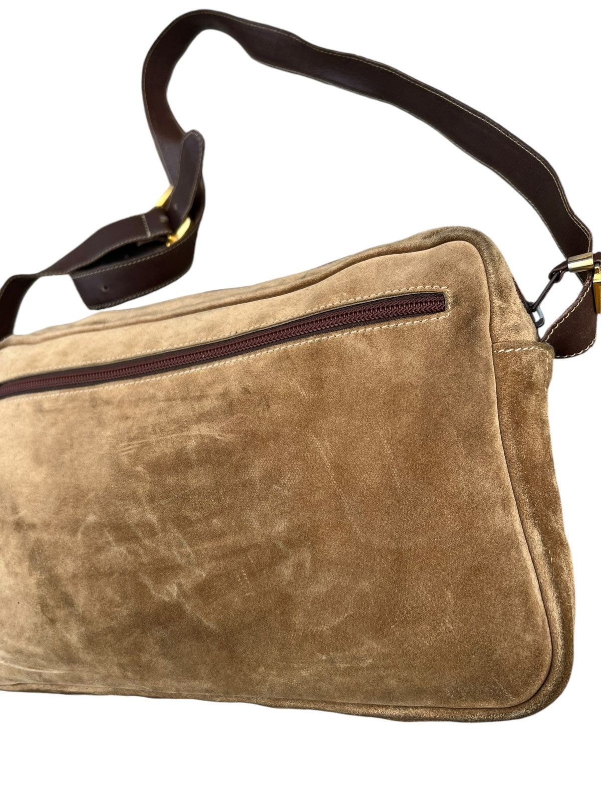 Leather Vintage 80s LOEWE Patina Distress Scratch Suede Leather Bag Size ONE SIZE - 9 Thumbnail