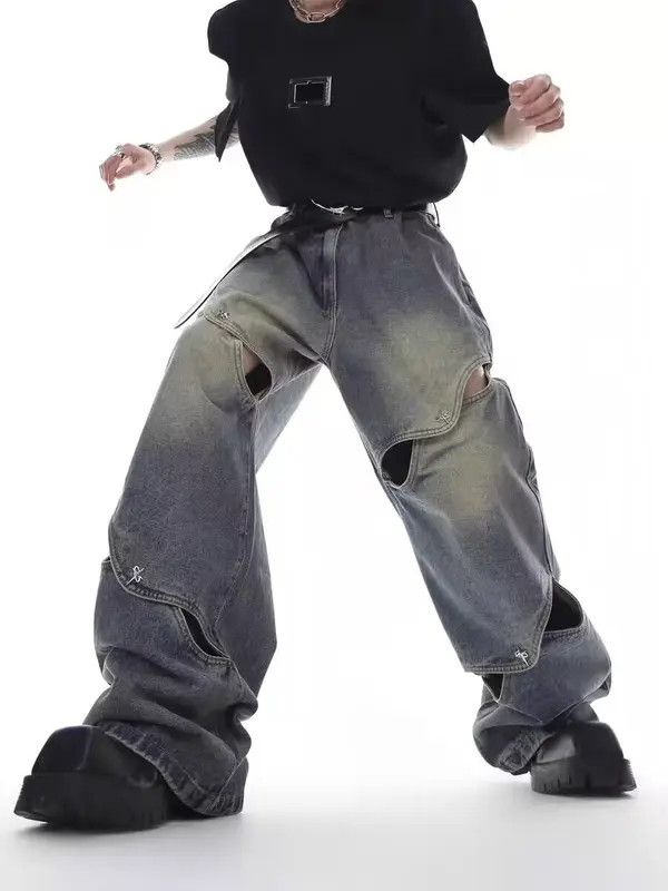 VIBE Retro hollow metal button design wide-leg jeans Size US 32 / EU 48 - 3 Thumbnail