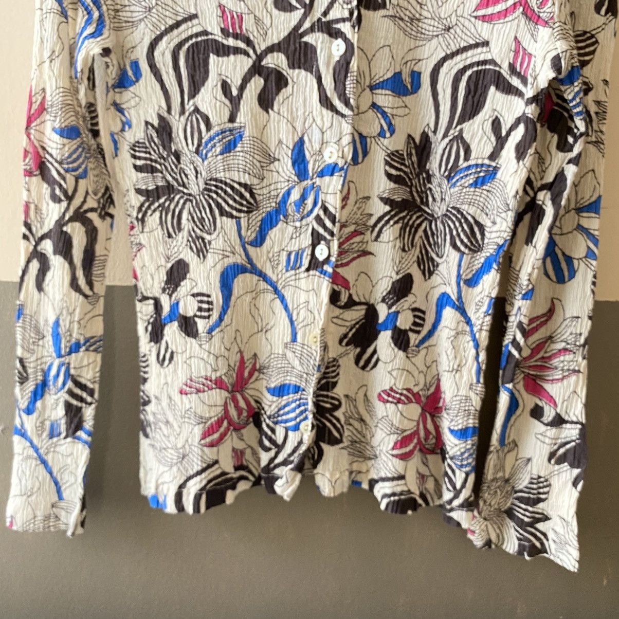 Tsumori Chisato TSUMORI CHISATO White Crinkled Floral Pleated Shirt Size XS / US 0-2 / IT 36-38 - 4 Thumbnail