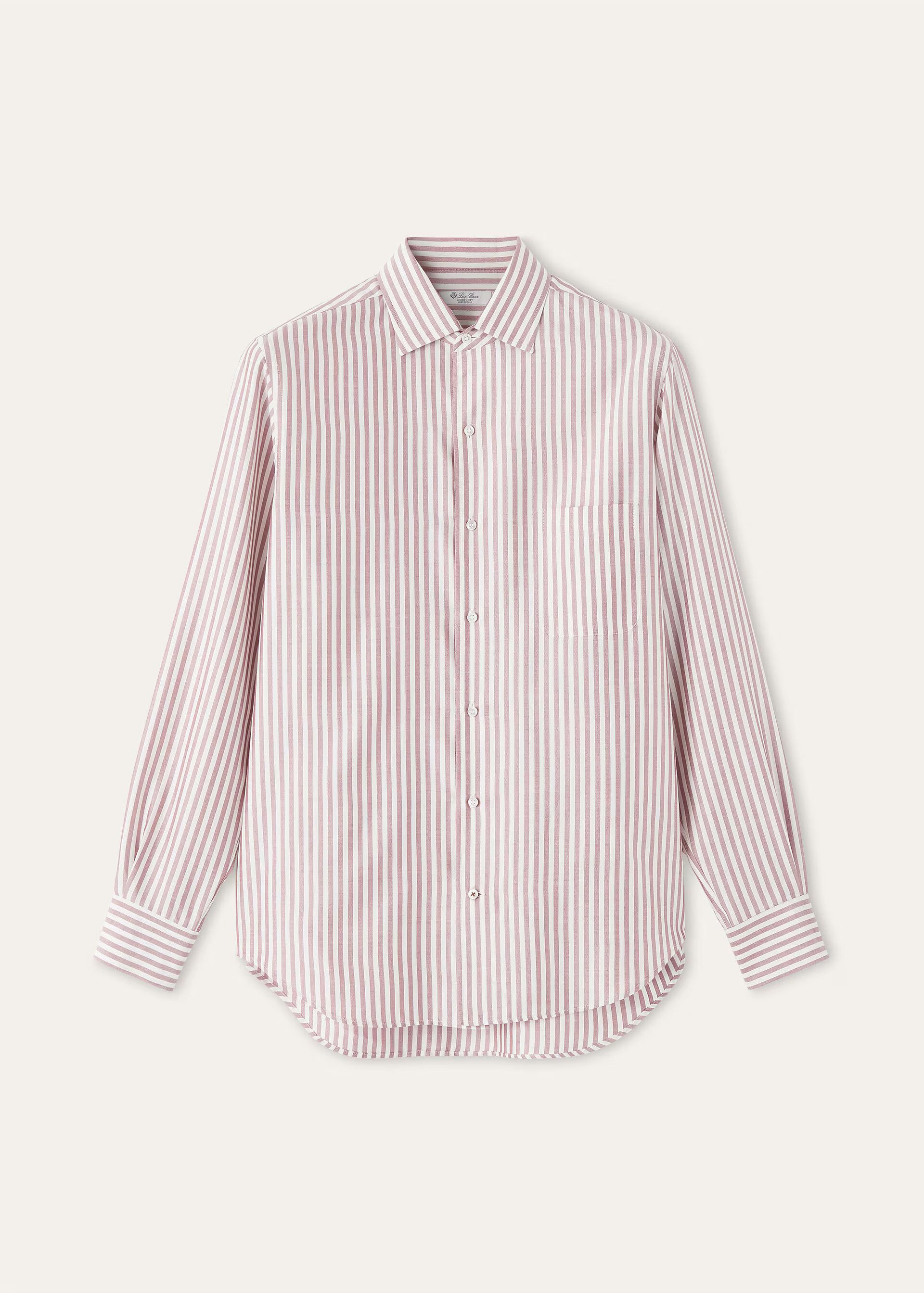 Loro Piana os11x0326 FAQ9950 André Shirt in Ivory/Bordeaux Stripes Size US S / EU 44-46 / 1 - 1 Thumbnail