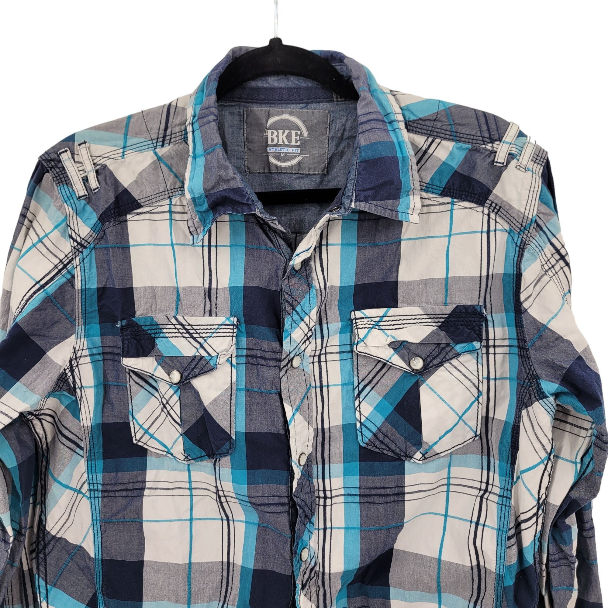 BKE VTG BKE Unisex Medium Plaid Western Shirt M Blue Pearl Snap Size US M / EU 48-50 / 2 - 5 Thumbnail