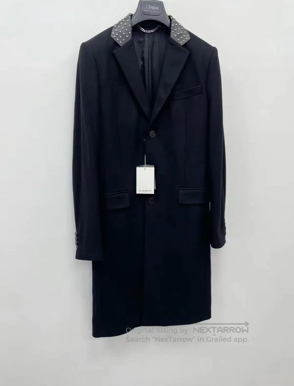 Givenchy Black Long Coat with Studded Collar Size S. Size US S / EU 44-46 / 1 - 2 Thumbnail