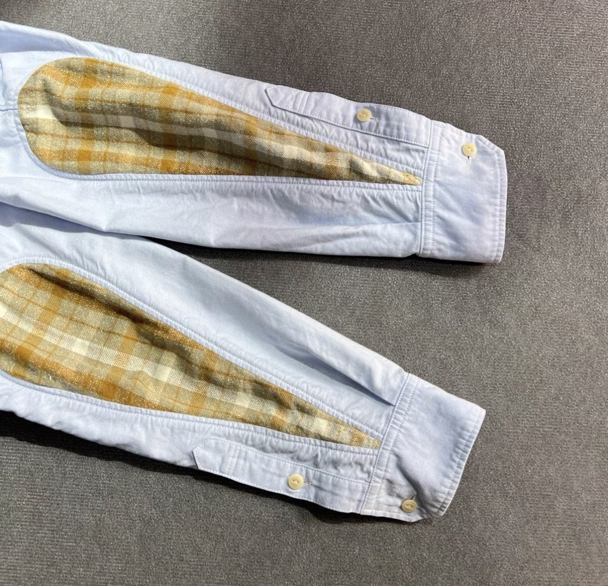Visvim VISVIM Blue Water-Drop Fabric & Plaid Paneled Shirt Size US L / EU 52-54 / 3 - 5 Thumbnail