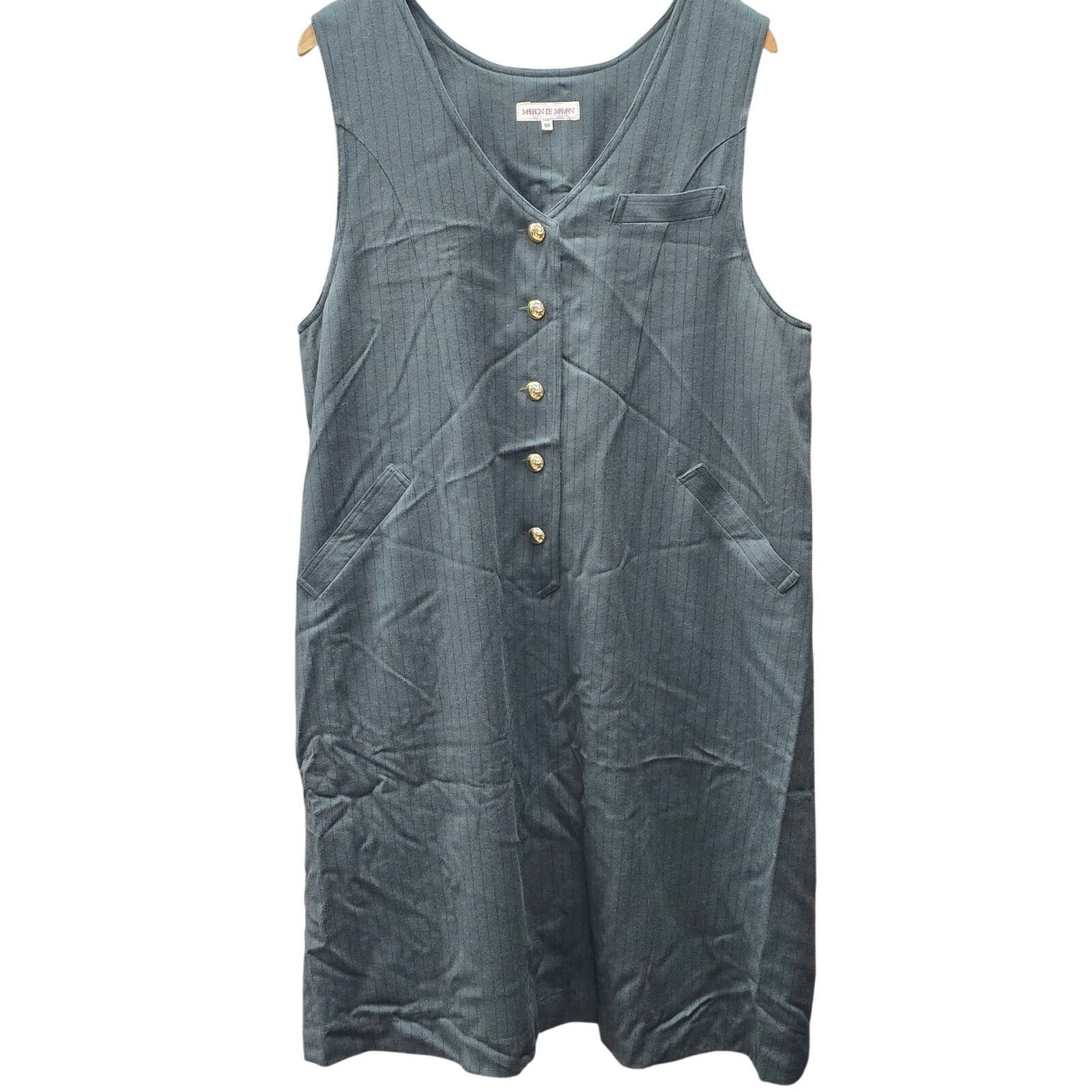 Other Marron De Maman Green Wool Vest Dress, Size 9 R Size L / US 10 / IT 46 - 2 Thumbnail
