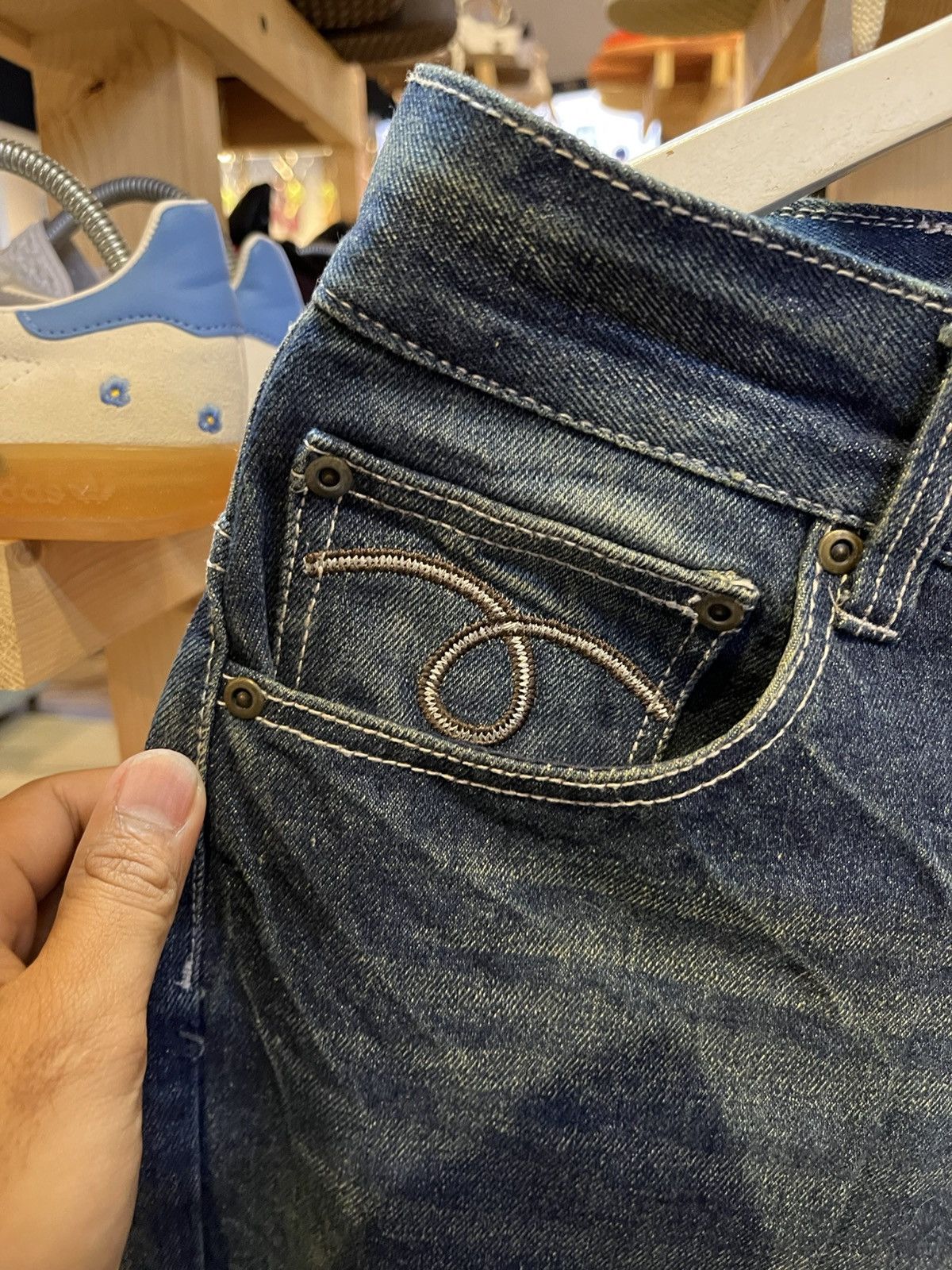 Jean × Vintage Bike Jeans Patchwork Skull Embroidered Size US 28 / EU 44 - 8 Thumbnail