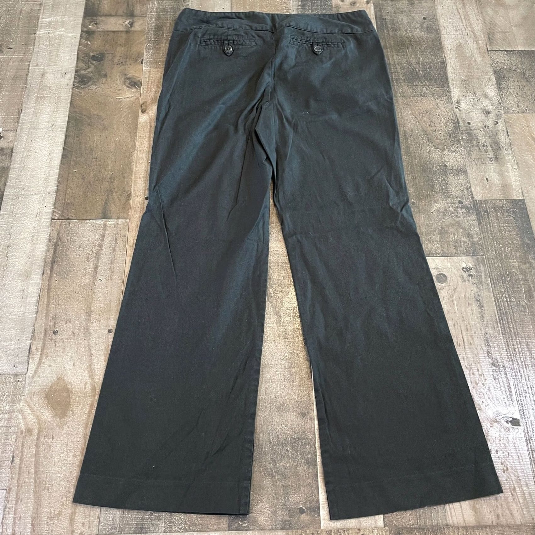 George George Pants Womens 10 Black Hi Rise Chino Wide Leg Stretch Flat Front Casual Size 32" / US 10 / IT 46 - 2 Thumbnail