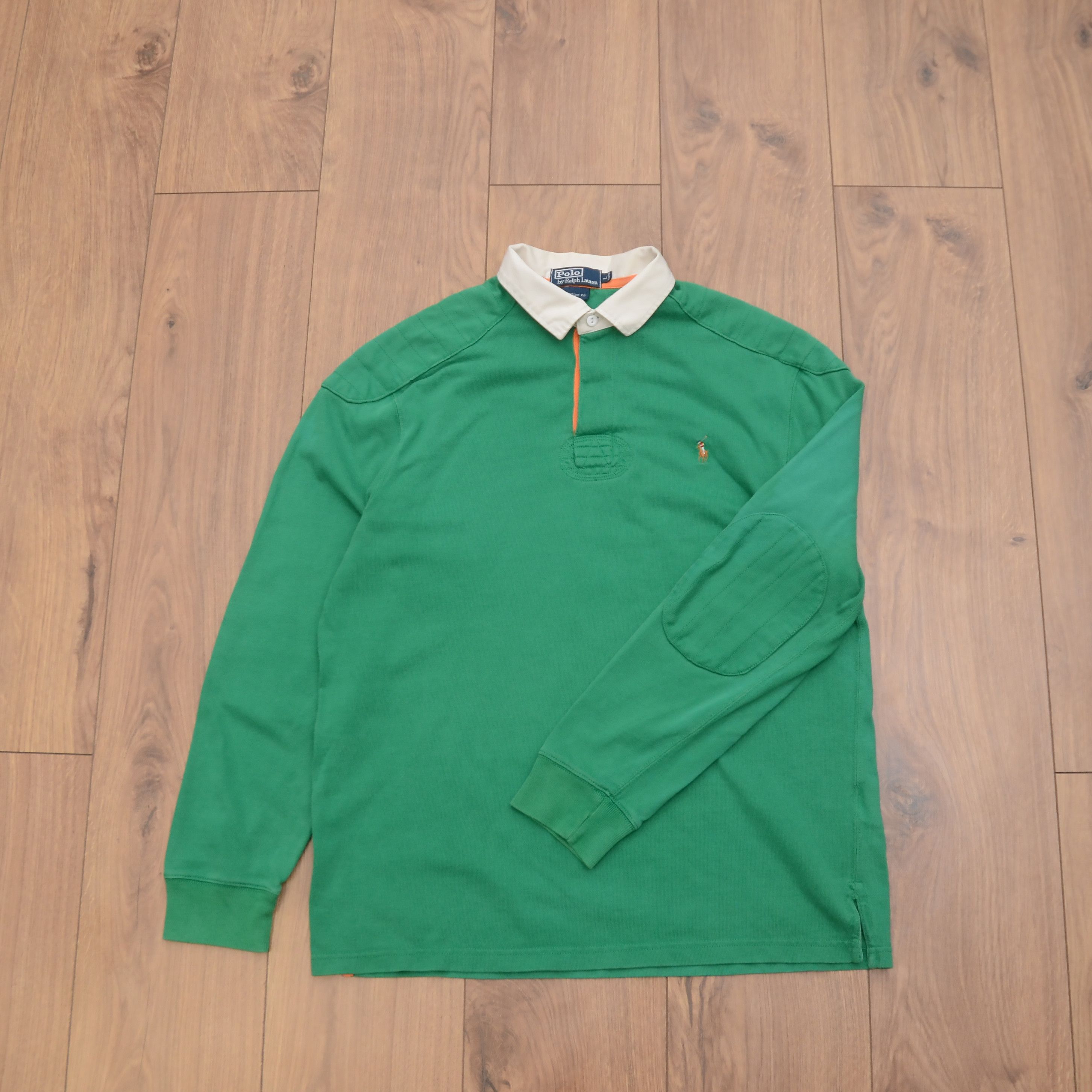Polo Ralph Lauren Vintage Polo Ralph Lauren Long Sleeve Rugby Shirt Green Rare Size US L / EU 52-54 / 3 - 1 Thumbnail