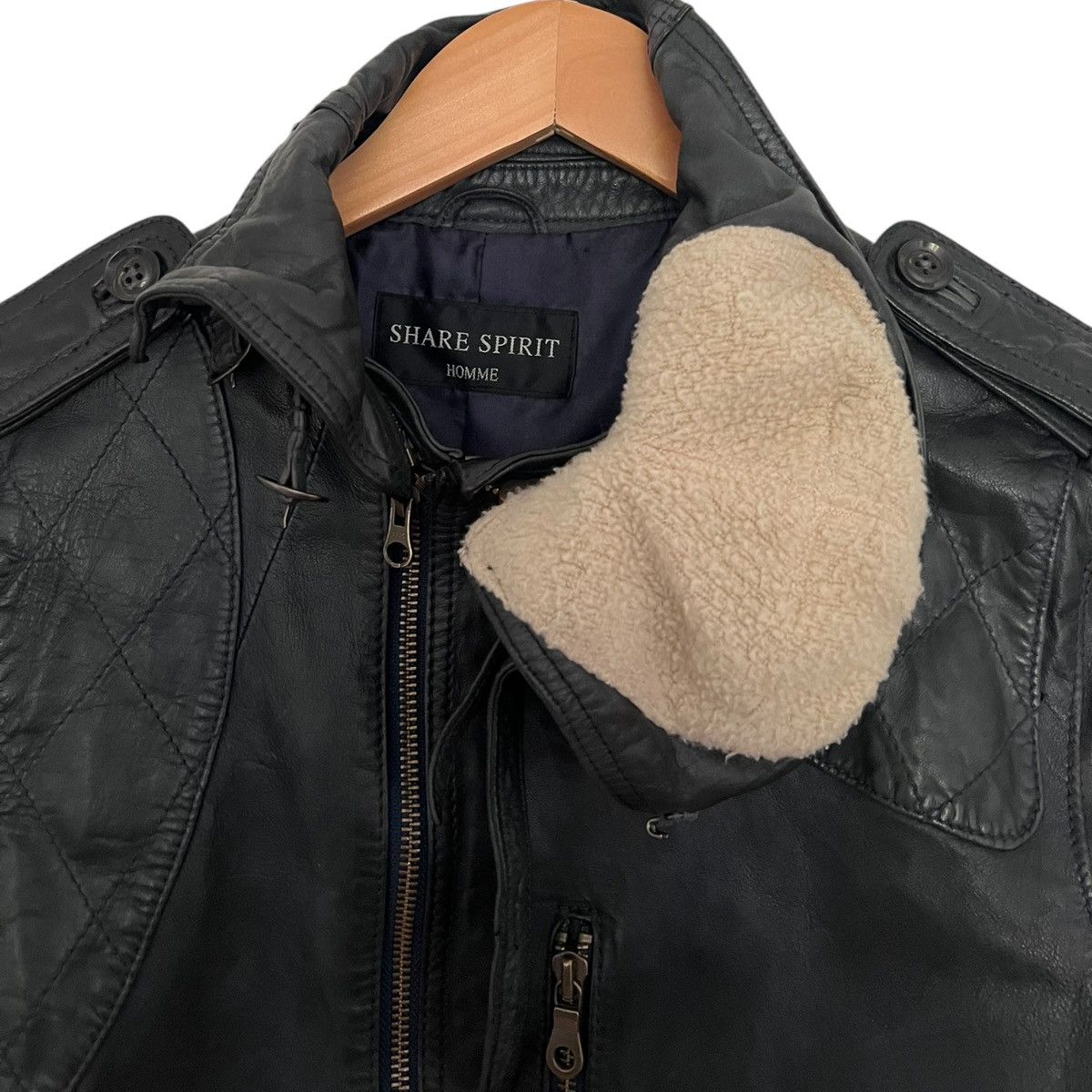 ジャケット・アウター Share Spirit gasmask leather jacket Share Spirit 08 Gas Mask Sheepskin Leather Jacket Price: $850