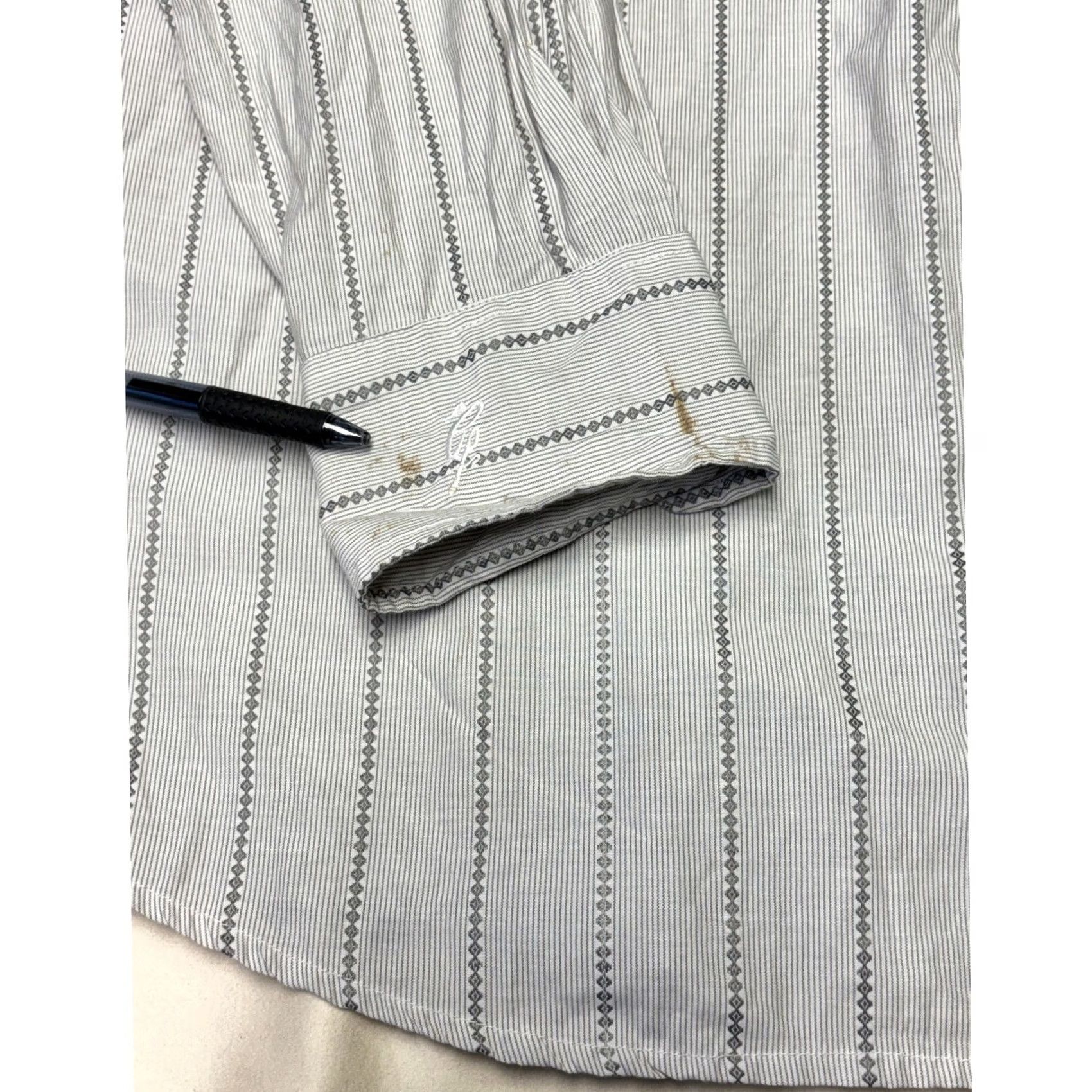 Phat Farm Phat Farm Shirt Men's Button-Up Long Sleeve Striped Casual Dress 2XL Gray Black White Diamond Weave Pattern Workwear Size US XXL / EU 58 / 5 - 7 Thumbnail