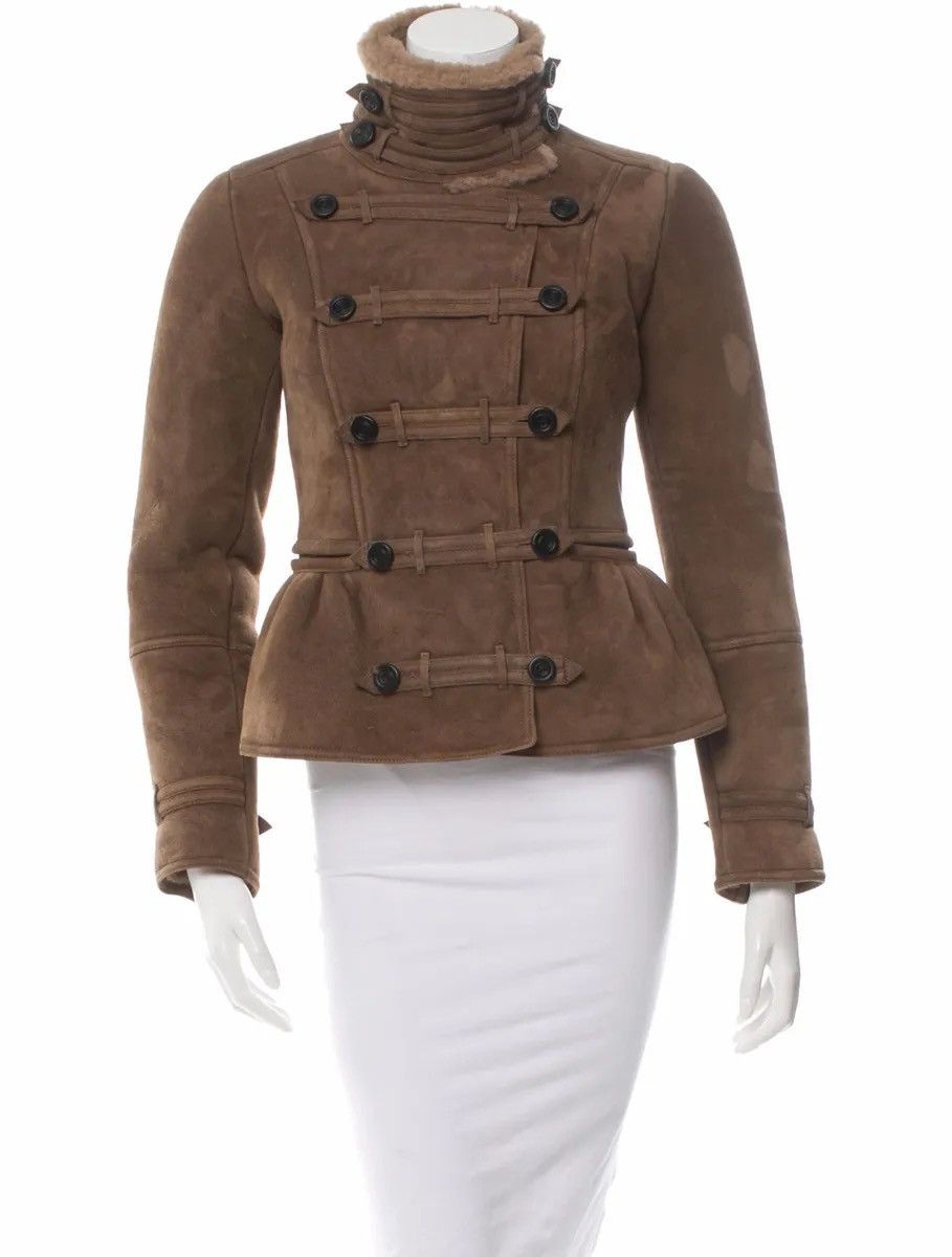 Burberry Vintage Burberry Prorsum Velvet Taupe Shearling Jacket Size S / US 4 / IT 40 - 2 Thumbnail