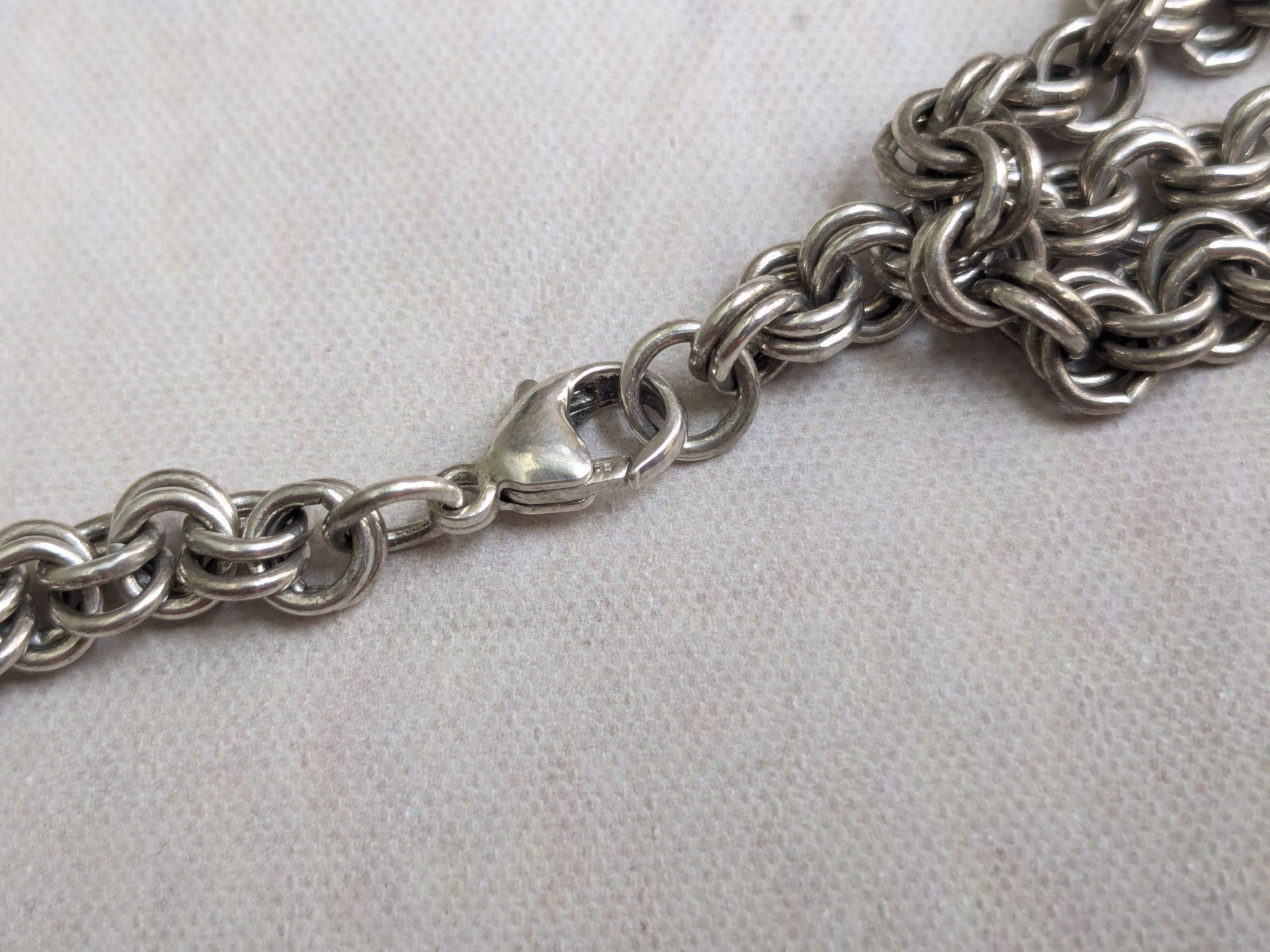 Jewelry Vintage Sterling Silver Necklace Double Rolo Biker 32" Size ONE SIZE - 7 Thumbnail