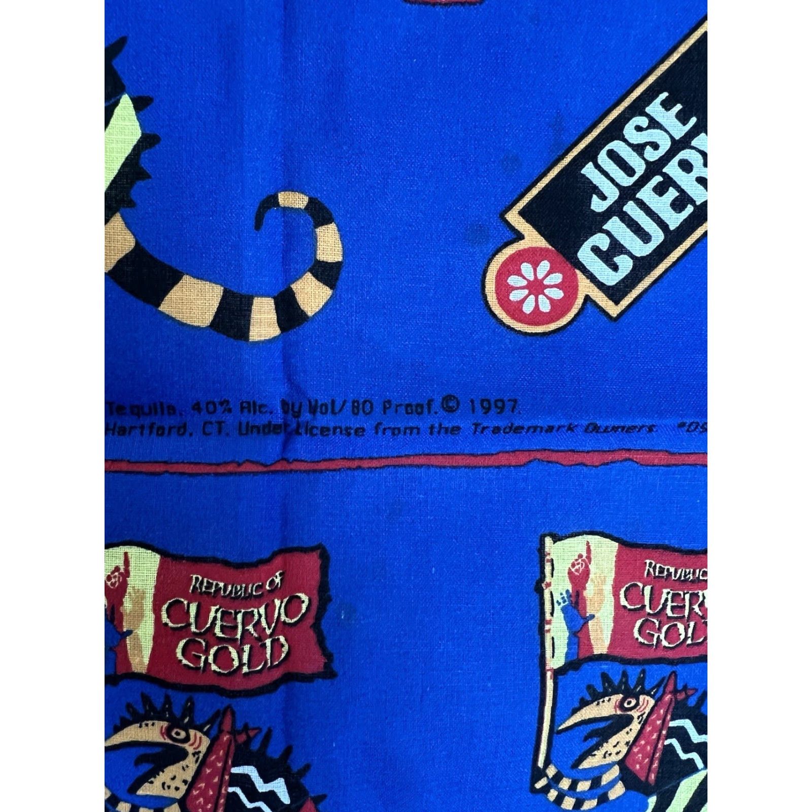 Vintage Vintage 90s Jose Cuervo Tequila Bandana Handkerchief USA Made 1997 Cuervo Gold Size ONE SIZE - 3 Thumbnail