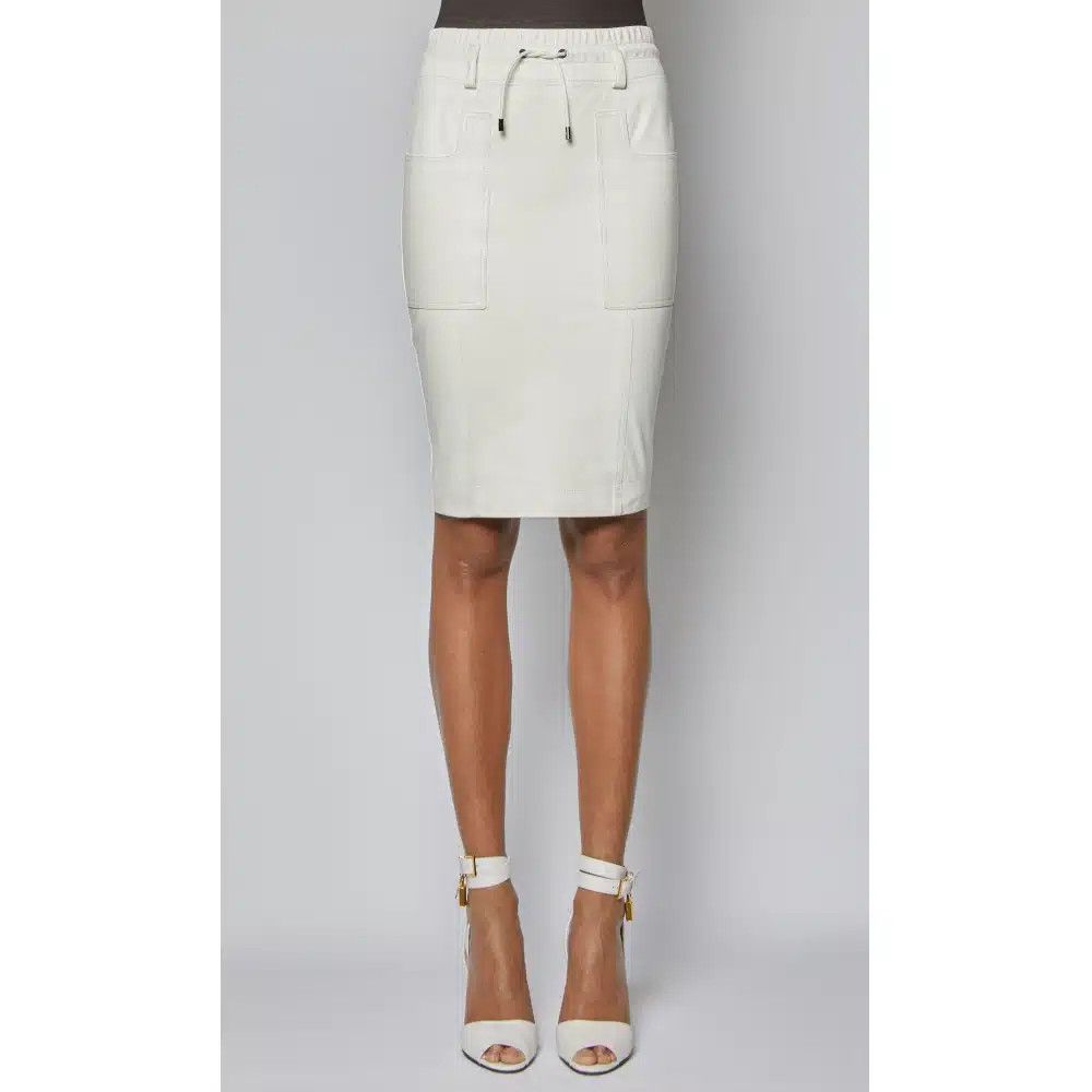 Tom Ford o1sndg0825 GCL791 Leather Pencil Skirt in White Size 26" / US 2 / IT 38 - 1 Thumbnail