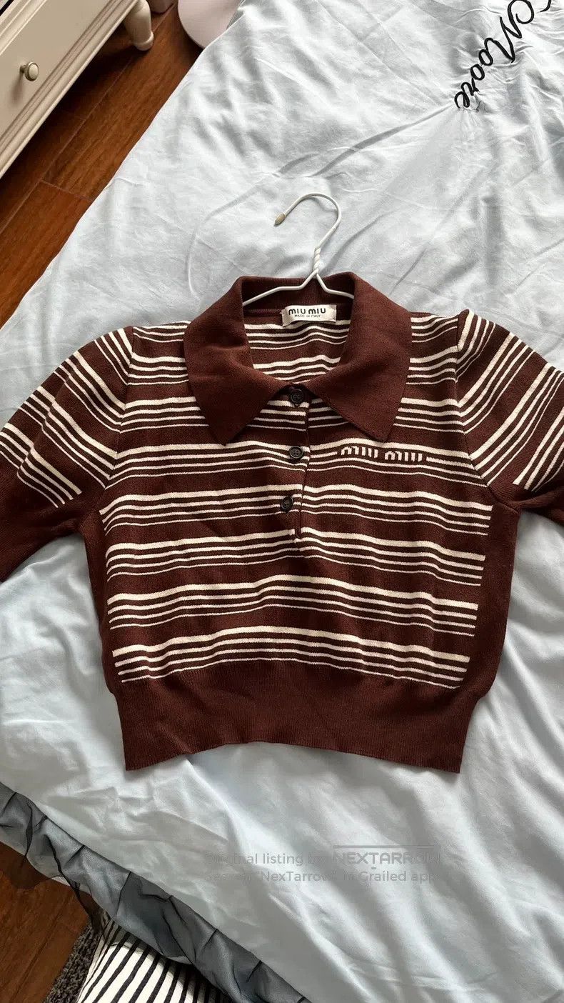 Miu Miu Miu Miu 38 Striped PoLo shirt Size S / US 4 / IT 40 - 3 Thumbnail