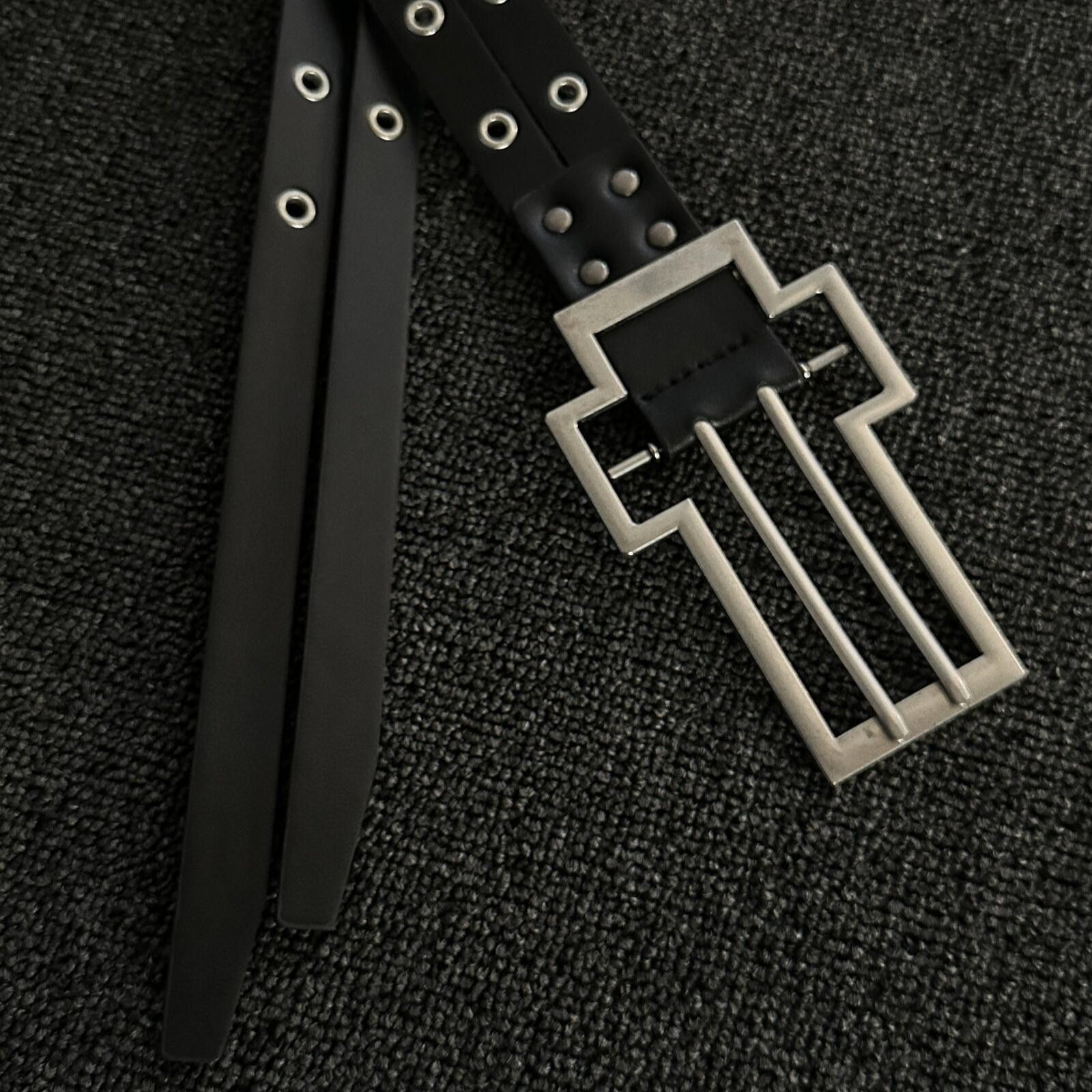 Other Cross Cutout Split Dual Belt | Punk Black Design Size ONE SIZE - 3 Thumbnail