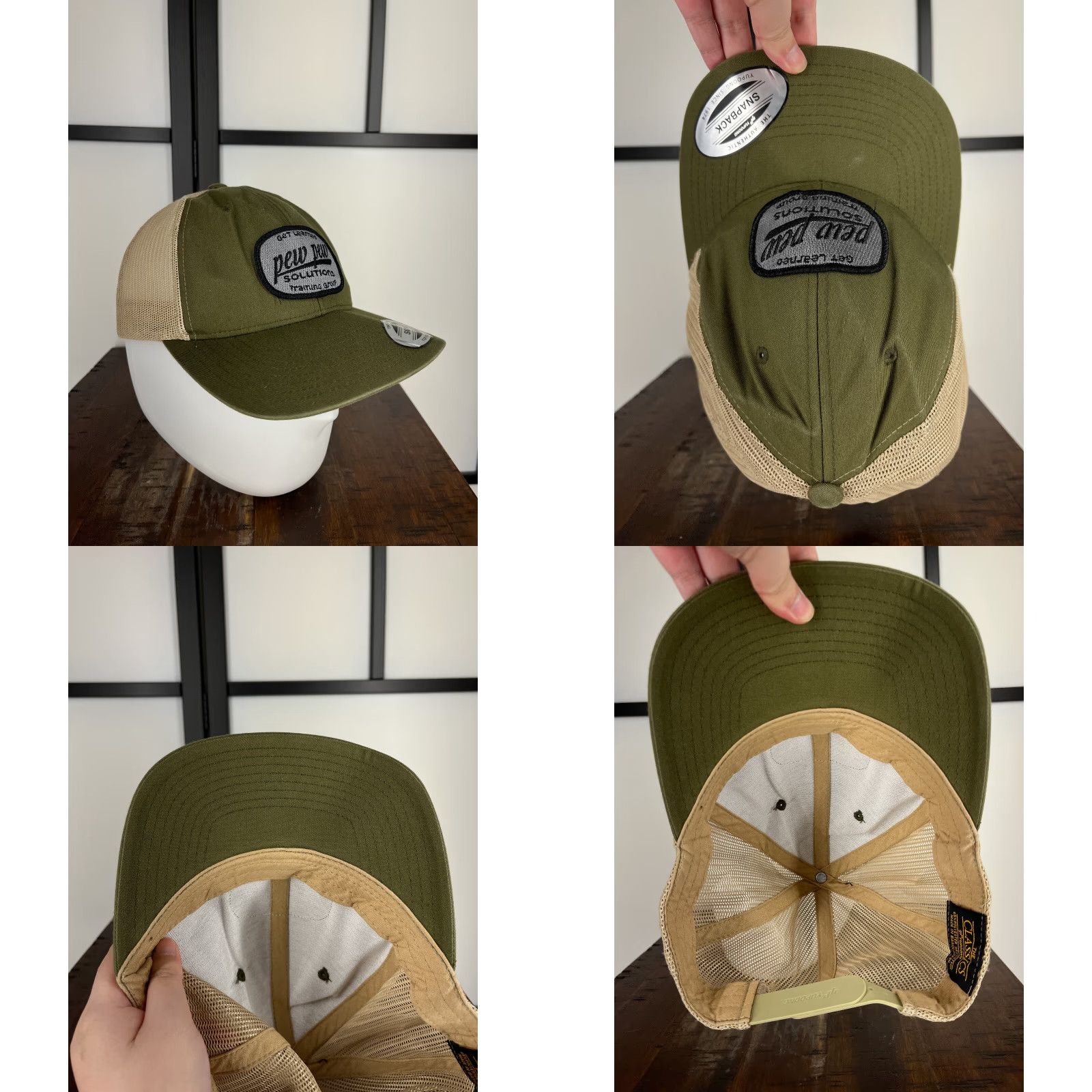 Vintage Pew Pew Solutions Hat Cap Snap Back Adult One Size Green Poly Blend Trucker Hat/Cap Men Green Nike Brand? Size ONE SIZE - 8 Thumbnail