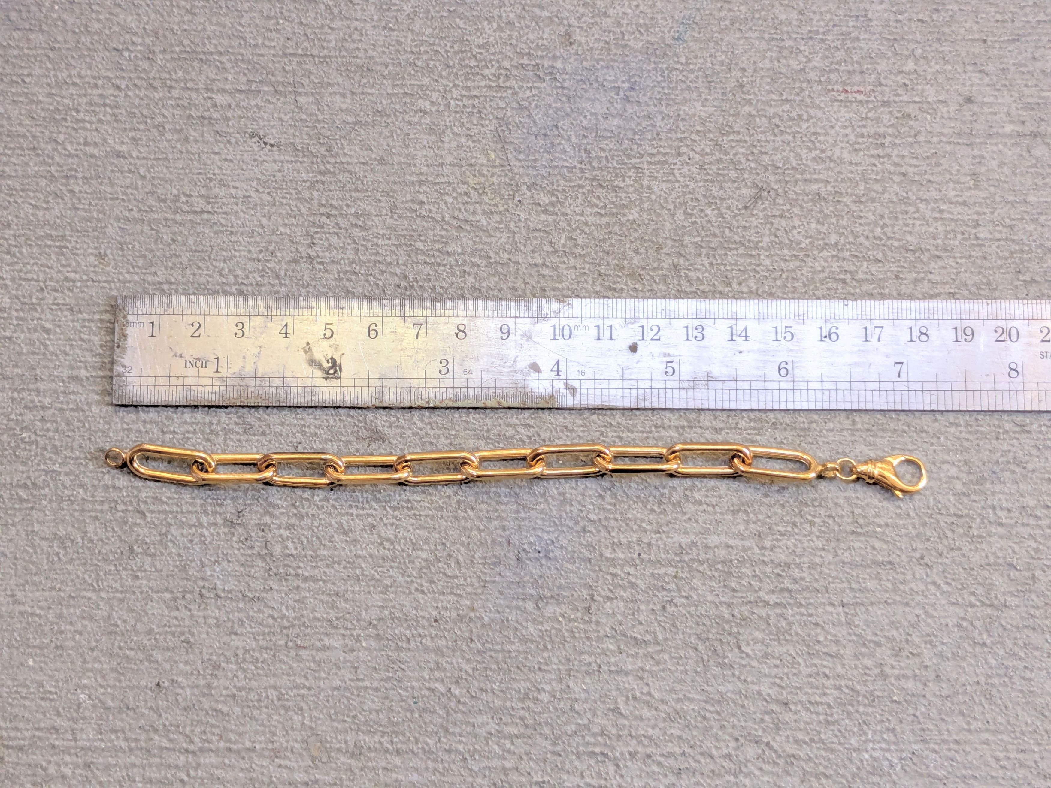 Jewelry Vintage Sterling Silver Paperclip Bracelet Gold Vermeil 7" Size ONE SIZE - 12 Thumbnail
