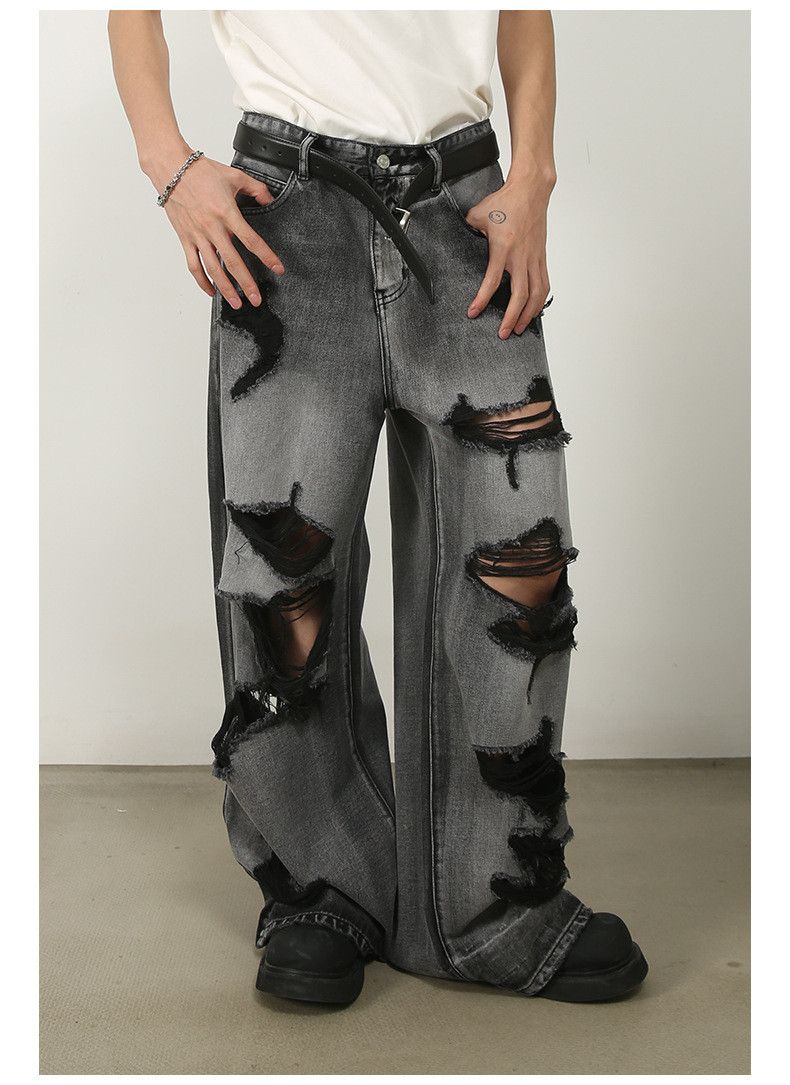 Japanese Brand × Jean Japanese high street men's ripped wide leg jeans Size US 32 / EU 48 - 4 Thumbnail