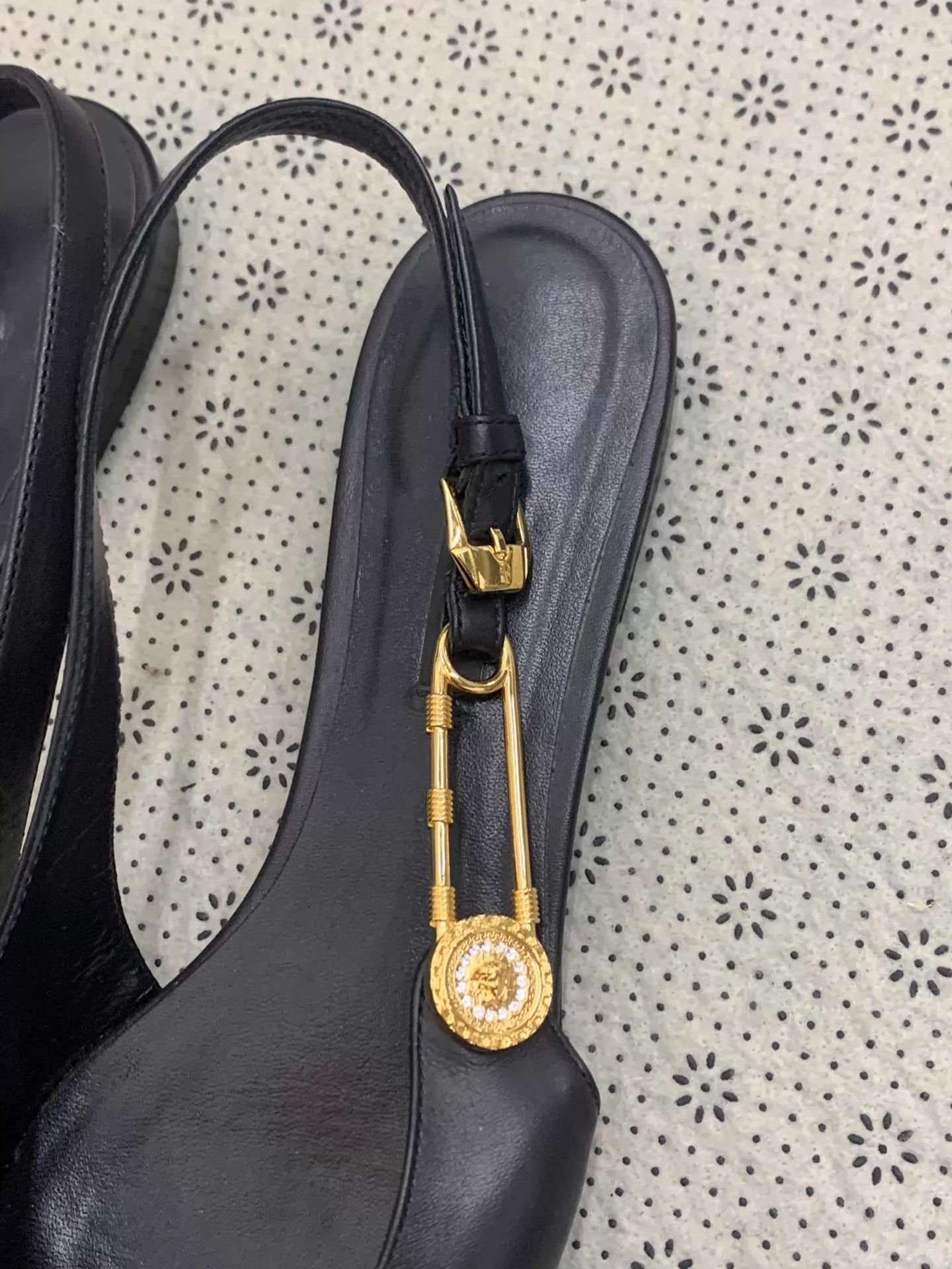 Versace Versace Black Pointed Toe Flat w/ Gold Pin 37 New Size US 6.5 / IT 36.5 - 2 Thumbnail