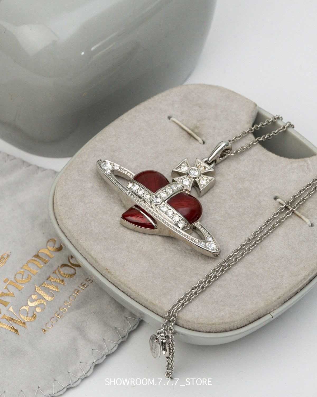 Vivienne Westwood Large Diamante Heart Pendant Necklace