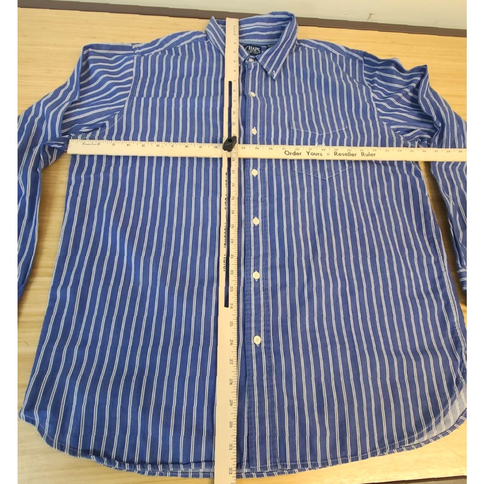 Chaps CHAPS Shirt Long Sleeve Button-Up Striped Blue XL Mens Size US XL / EU 56 / 4 - 4 Thumbnail