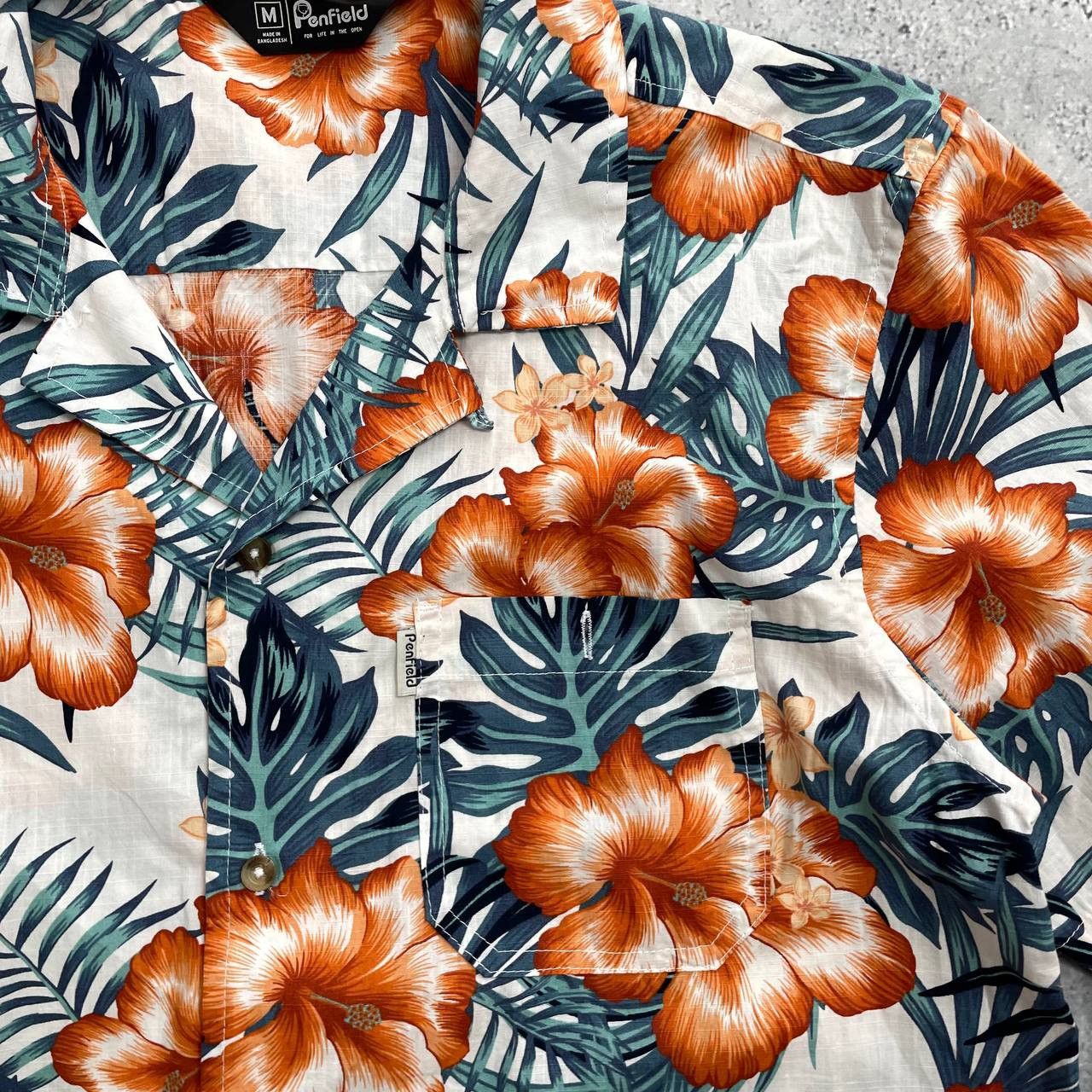 Penfield Penfield Hawaiian Short Sleeve Shirt White/ Orange/ Green M Size US M / EU 48-50 / 2 - 7 Thumbnail