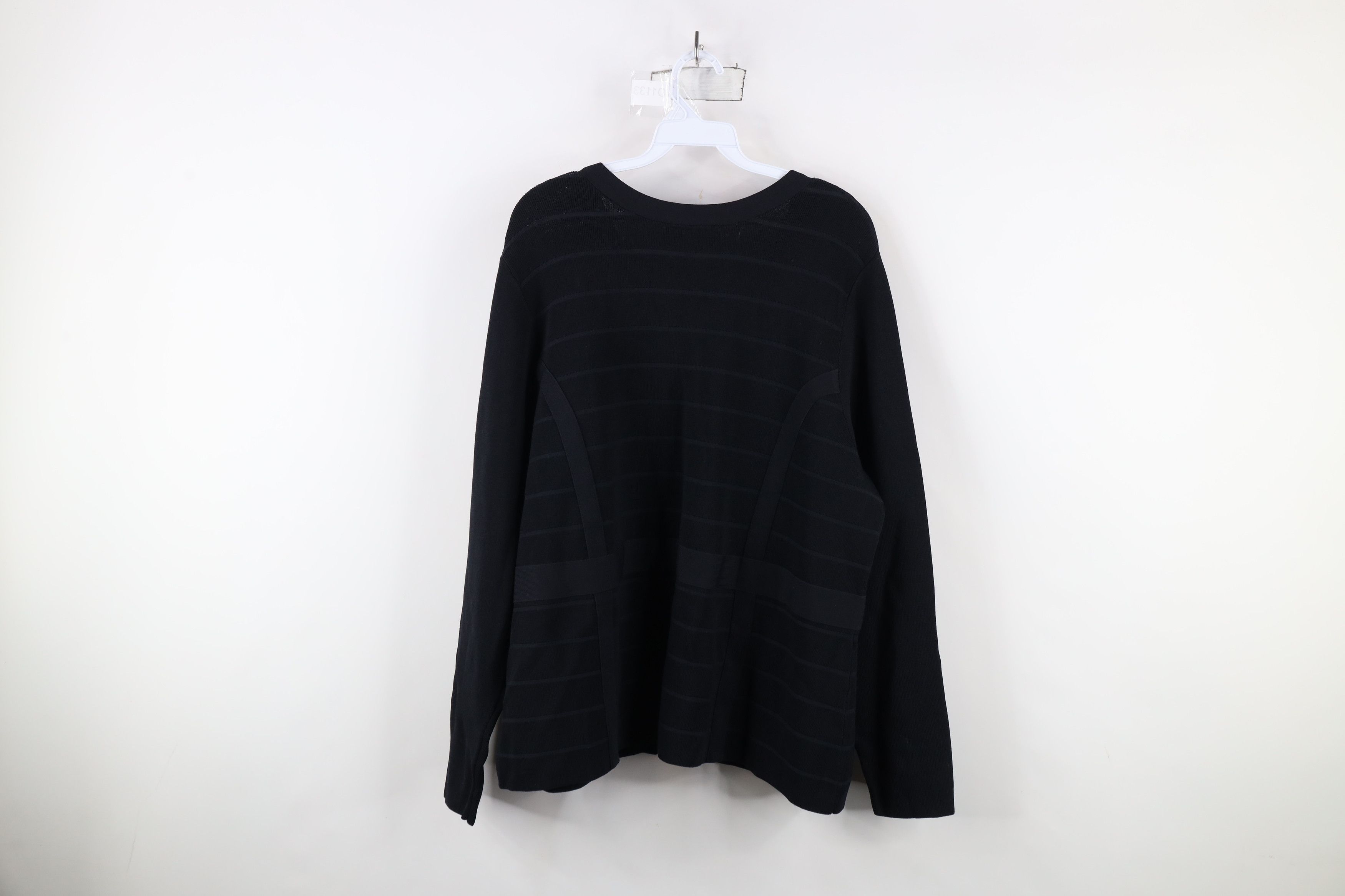 Vintage New Lane Bryant Ribbed Knit Full Zip Sweater Jacket Black Size 3XL / US 20-22 - 10 Thumbnail