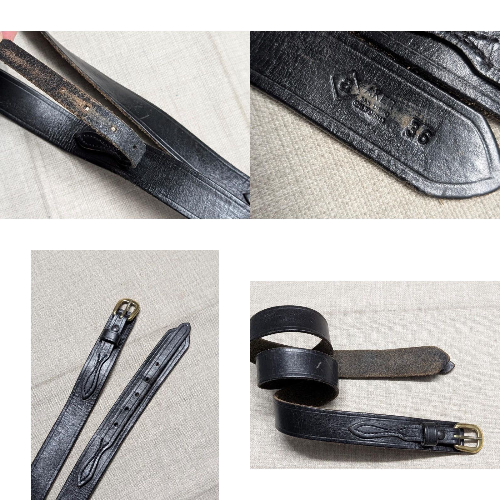 Vintage VINTAGE western belt Ranger belt belt 36 black leather cowhide handcrafted Mens Size 36 - 8 Thumbnail